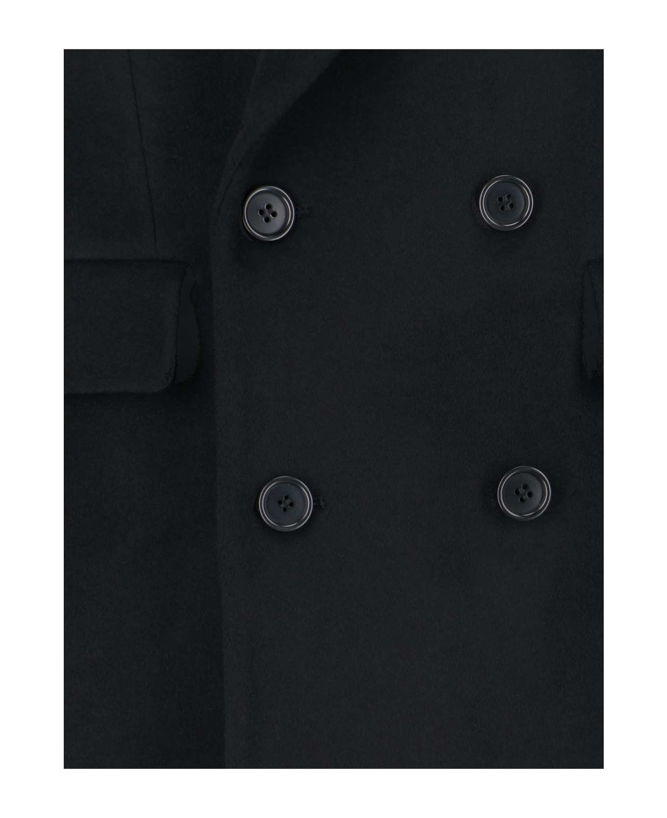 Sunflower Double-breasted Coat - Black  
