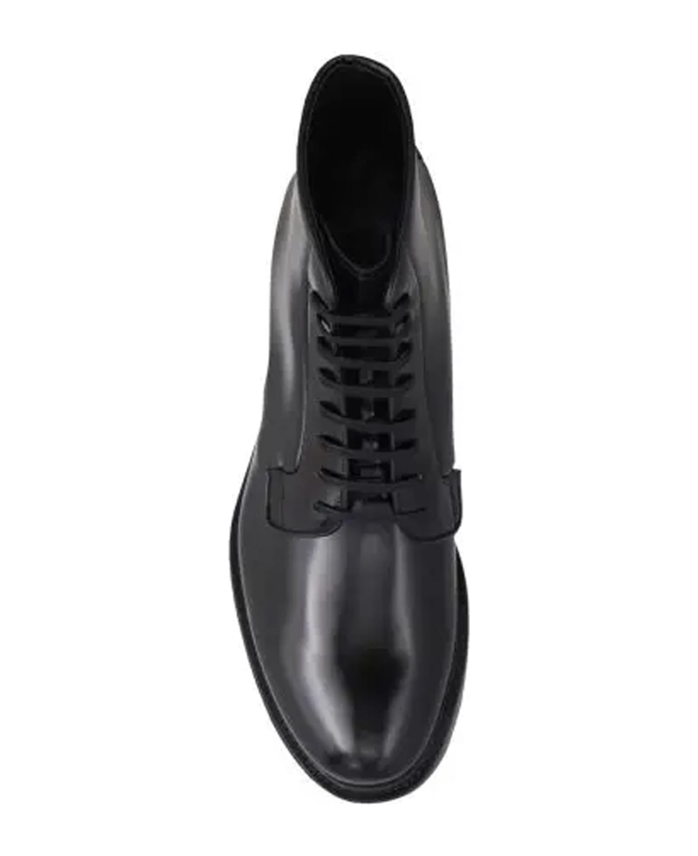 Prada Leather Lace-up Boots - Black