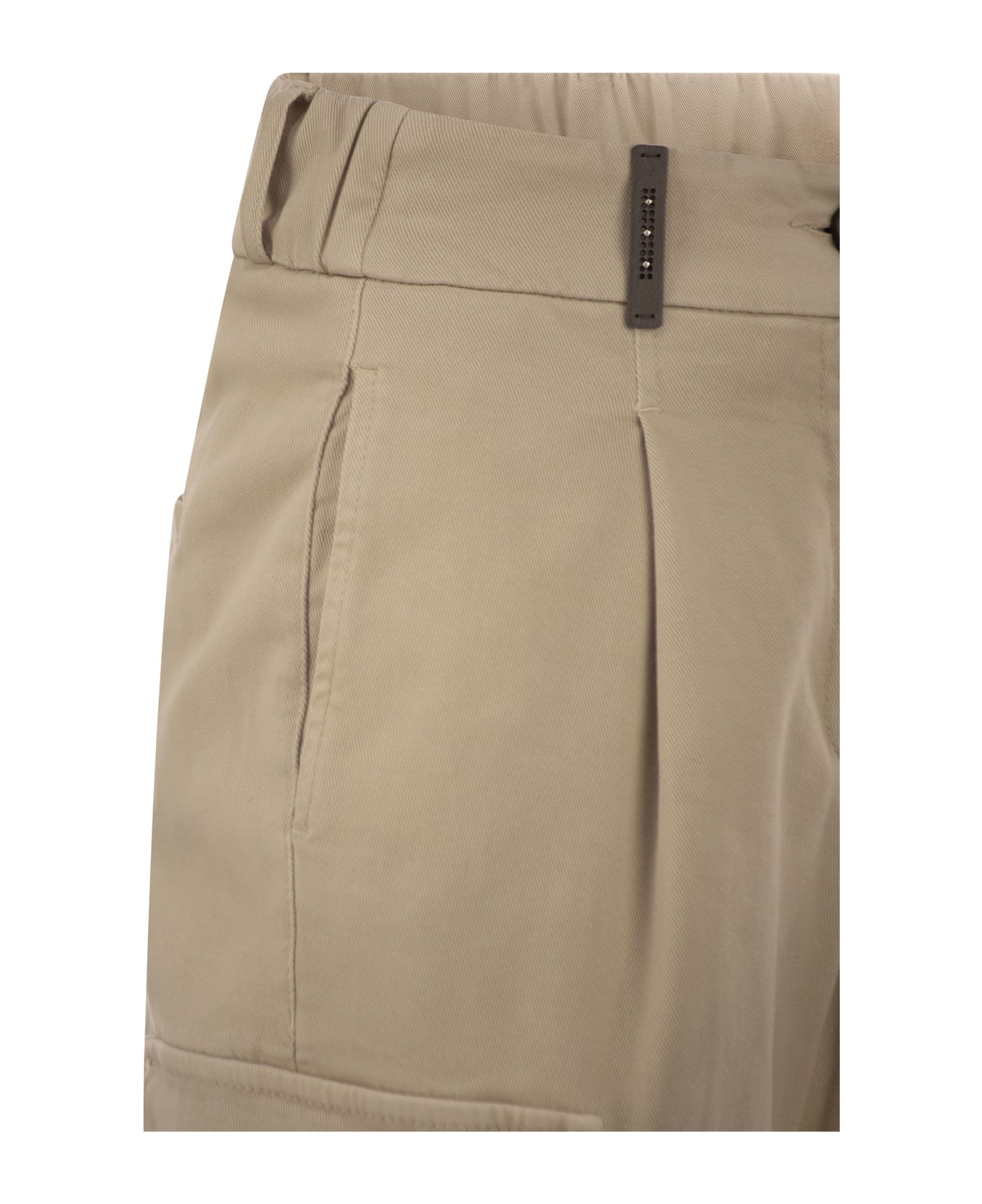 Peserico Cargo Carrot Trousers In Cotton Gabardine - Light Brown