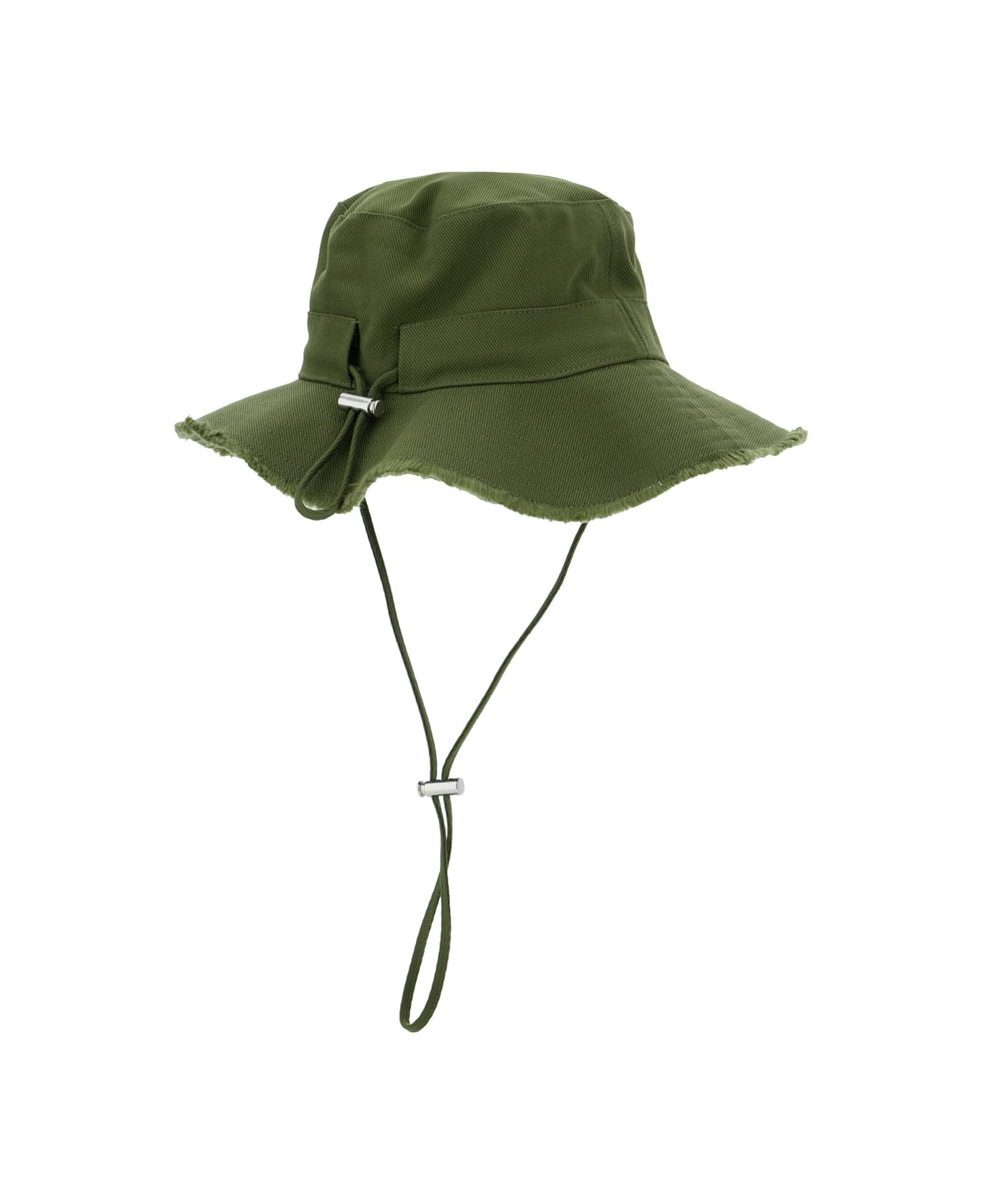 Jacquemus 
le Bob Artichaut
 Green Hat With Logo On The Front In Cotton Woman - KHAKI
