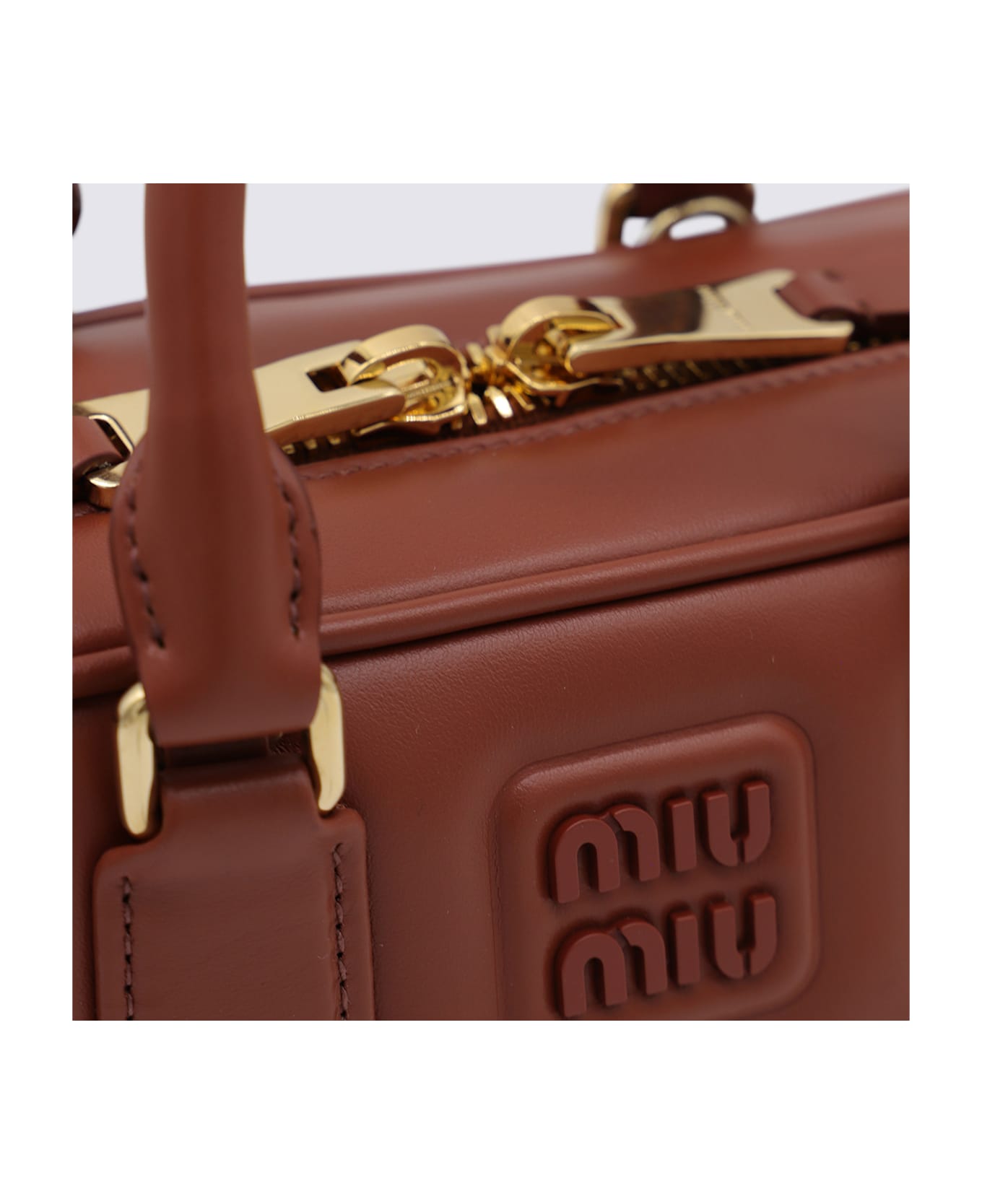 Miu Miu Brown Leather Arcadie Crossbody Bag - Ruggine