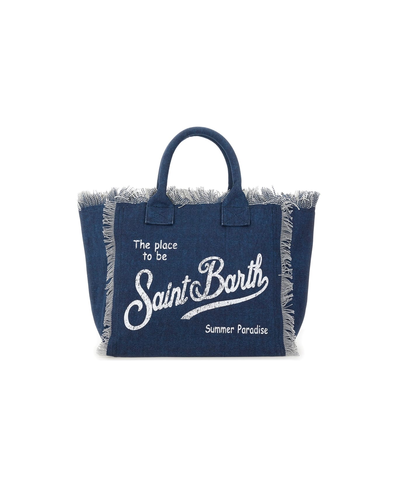 MC2 Saint Barth Logo Print Shopper Bag - Blue
