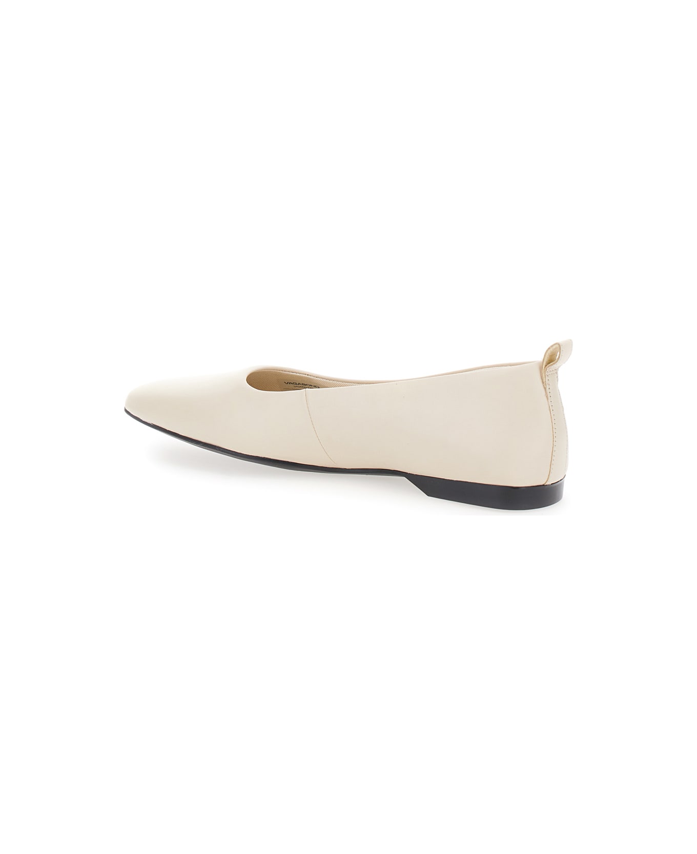 Vagabond 'delia' Off-white Ballet Flats With Squared Toe In Leather Woman - White