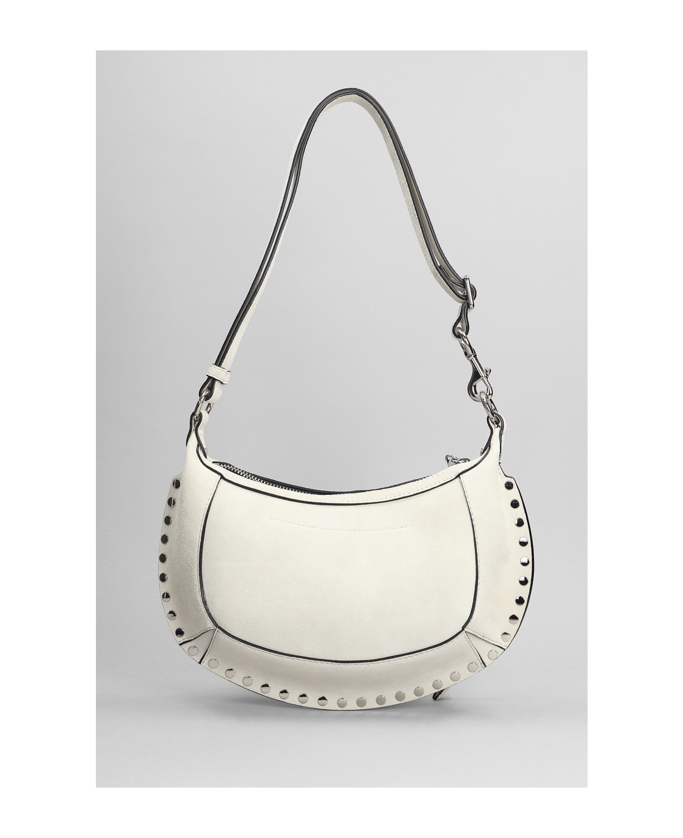 Isabel Marant Oskan Moon Shoulder Bag In Grey Suede
