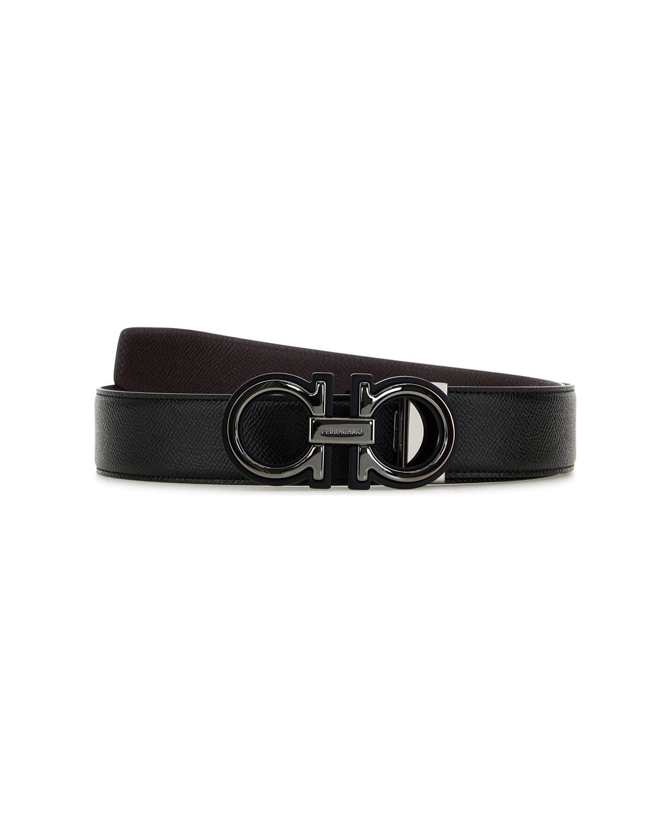 Ferragamo Gancin Reversible Buckle Belt - RED/BLACK