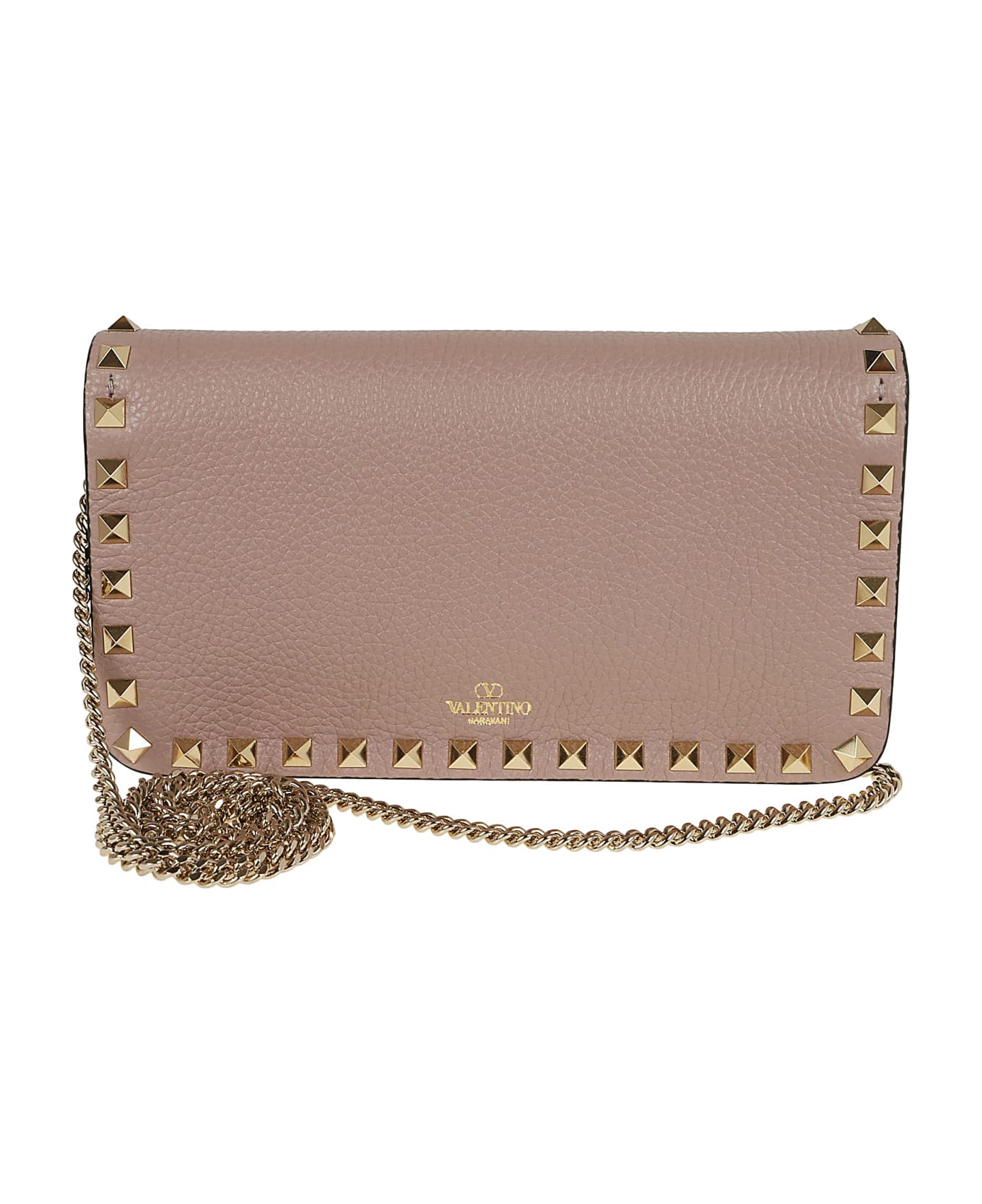 Valentino Garavani Wallet W/strap Rockstud Platinum Studs - Poudre