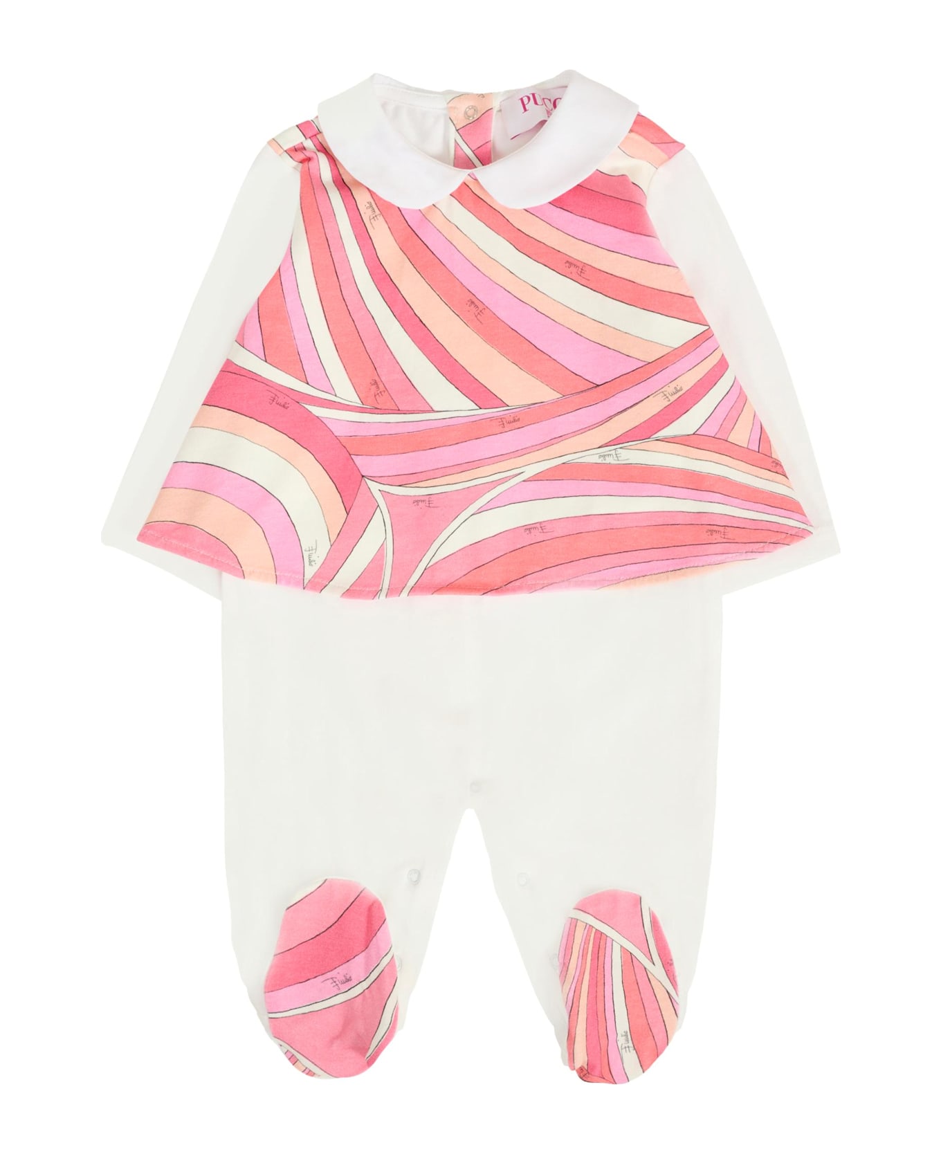 Pucci Pink Suit For Baby Girl With Print - Pink ボディスーツ＆セットアップ