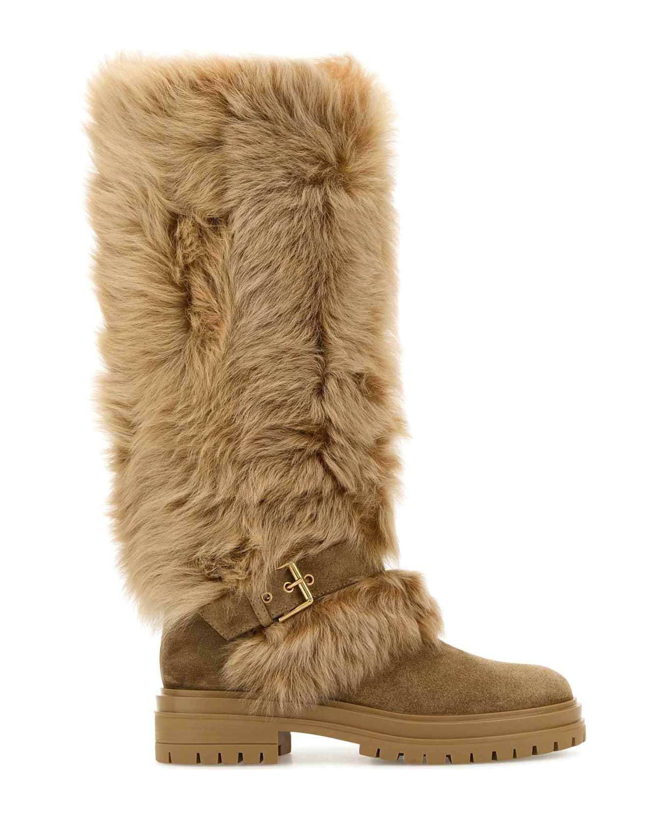 Gianvito Rossi Camel Suede And Fur Maverick Boots - CAMELDESERT