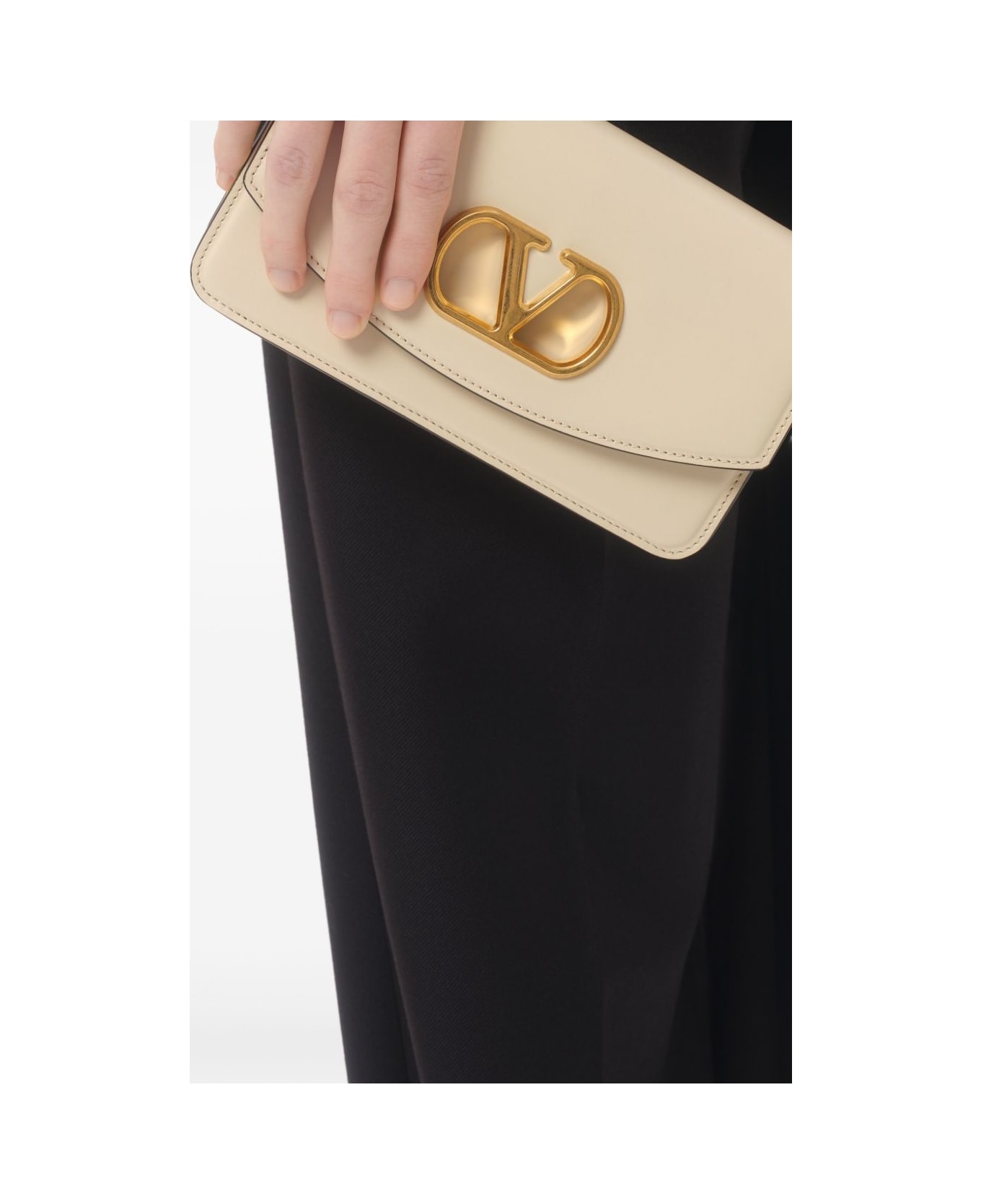Valentino Garavani Vain Small Leather Clutch - White
