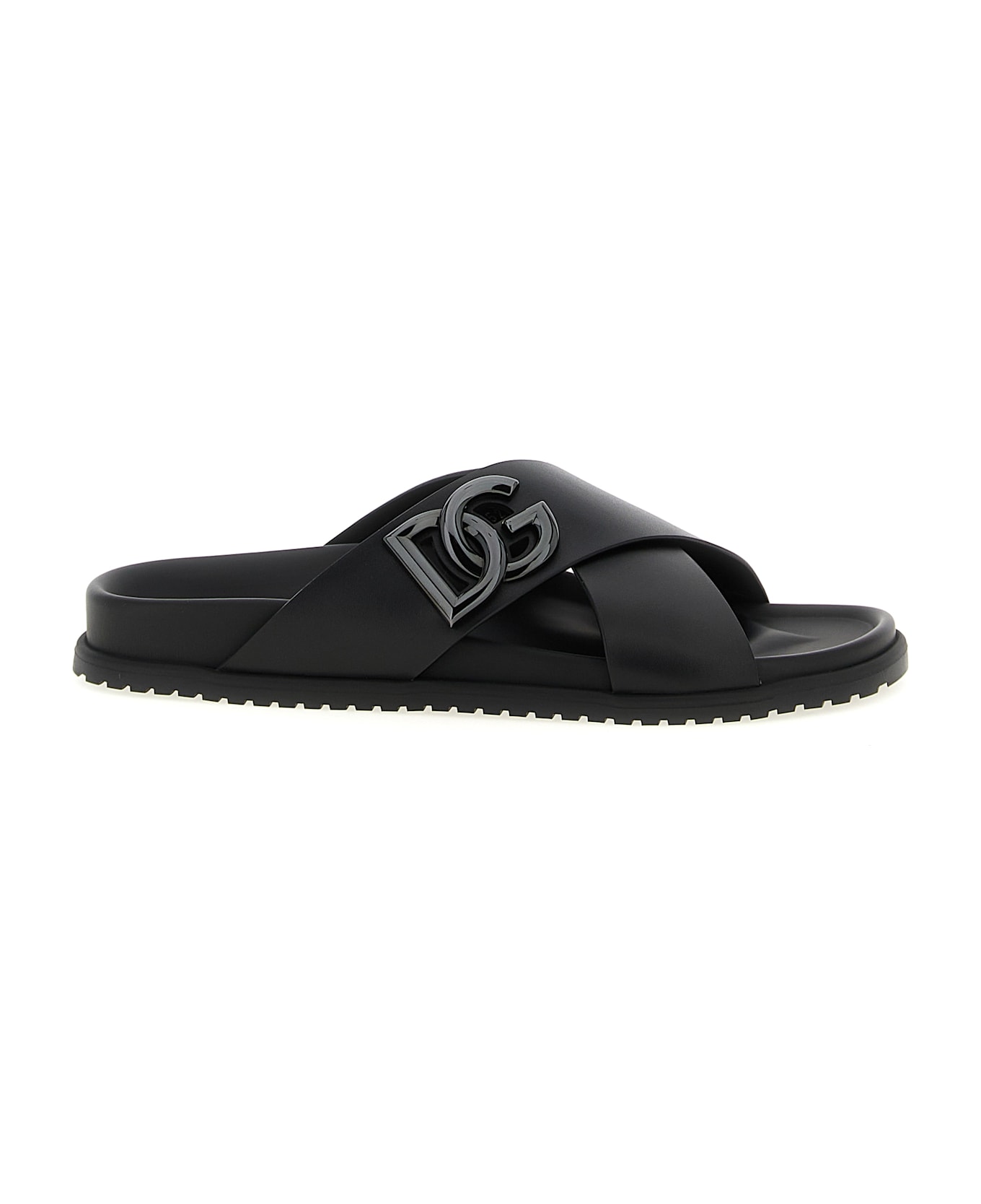 Dolce & Gabbana Leather Slides - Black  