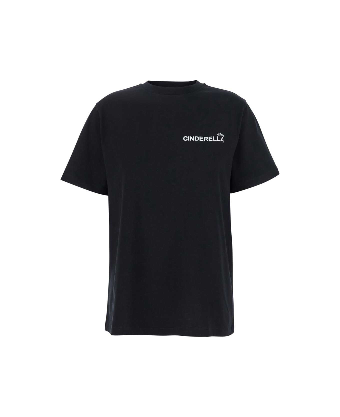 Coperni 
cinderella
 Black T-shirt With Logo Printed On The Front And Print On The Back In Cotton Woman - Black