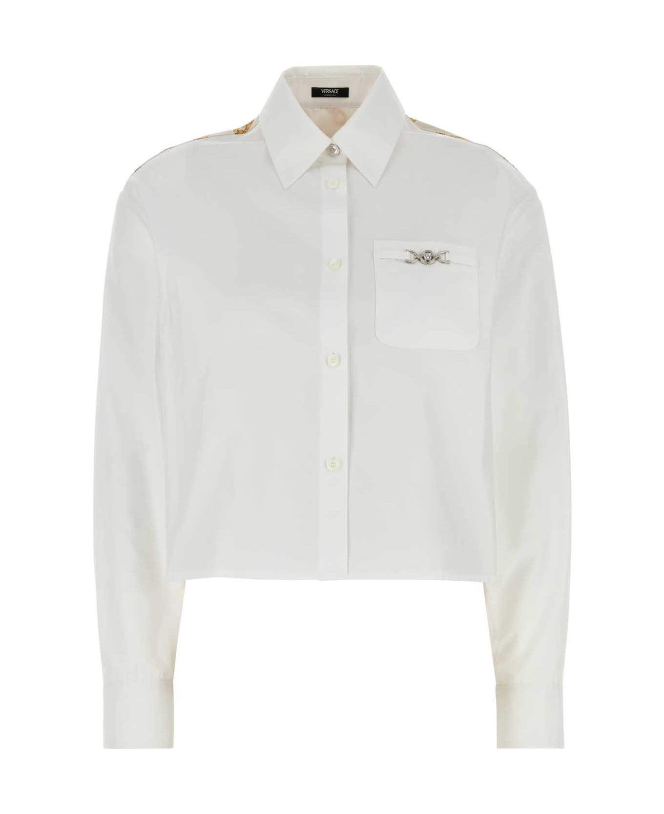 Versace White Poplin Shirt - OPTICALWHITE