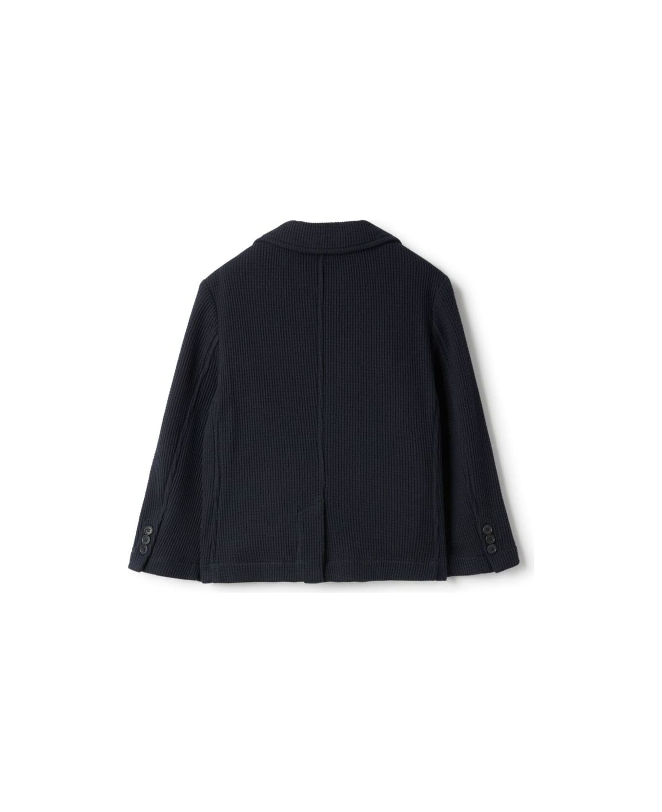 Il Gufo Blue Jacket With Classic Lapels And Chest Pocket In Cotton Boy - Blu