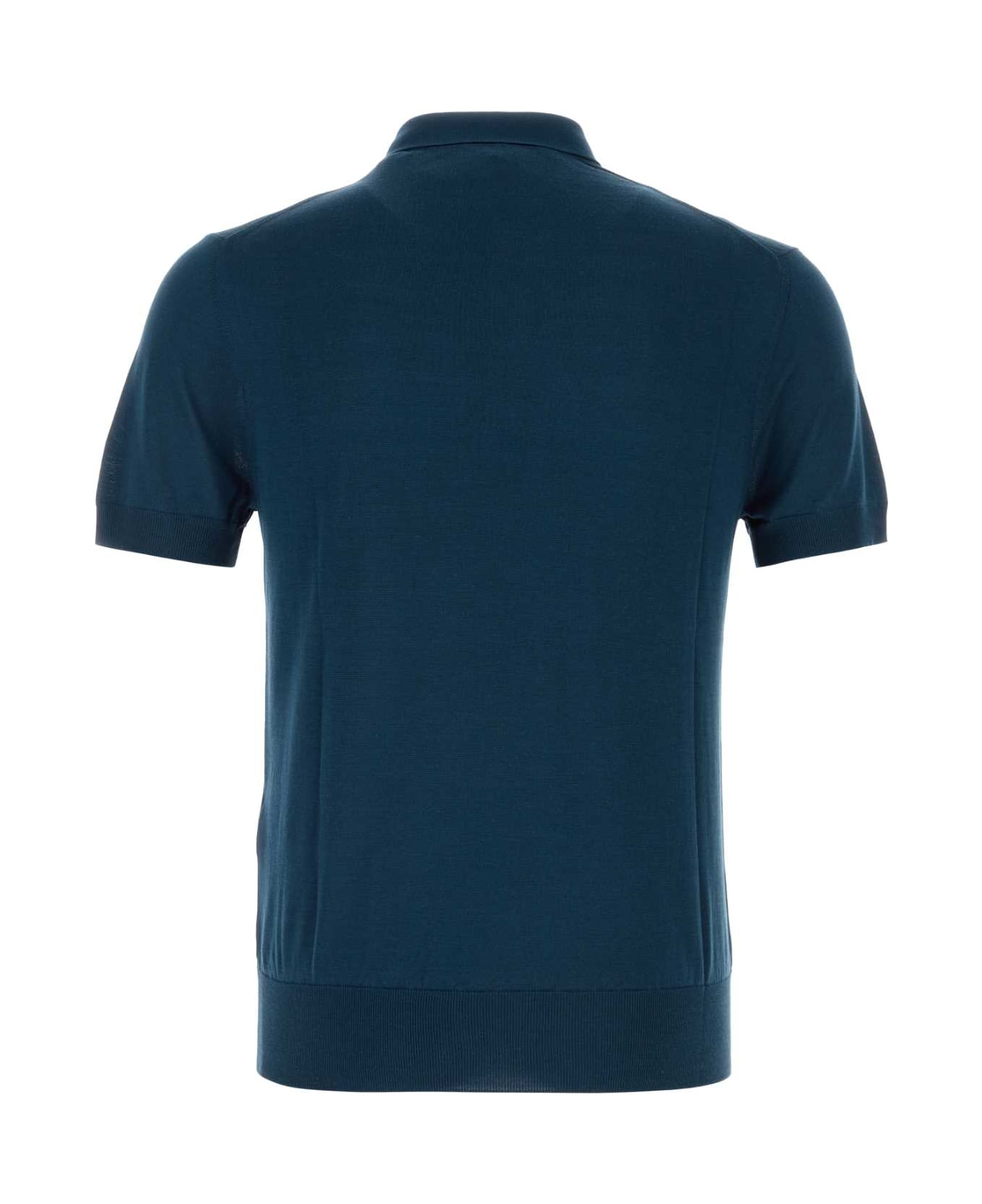 Tom Ford Petrol Blue Silk And Viscose Polo Shirt - SAPPHIRE ポロシャツ