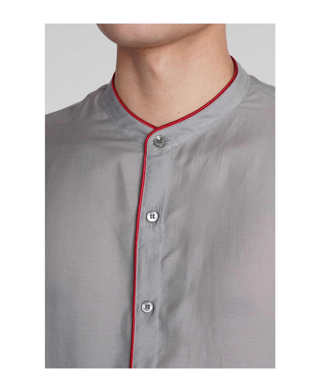 Giorgio Armani Shirt In Grey Wool And Polyester - grey
