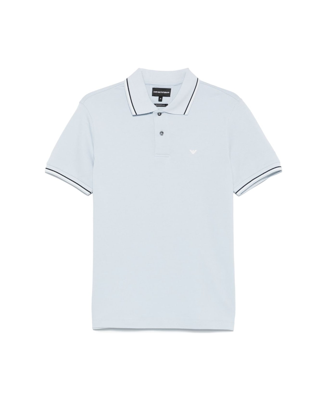 Emporio Armani Logo Cotton Polo Shirt - Clear Blue