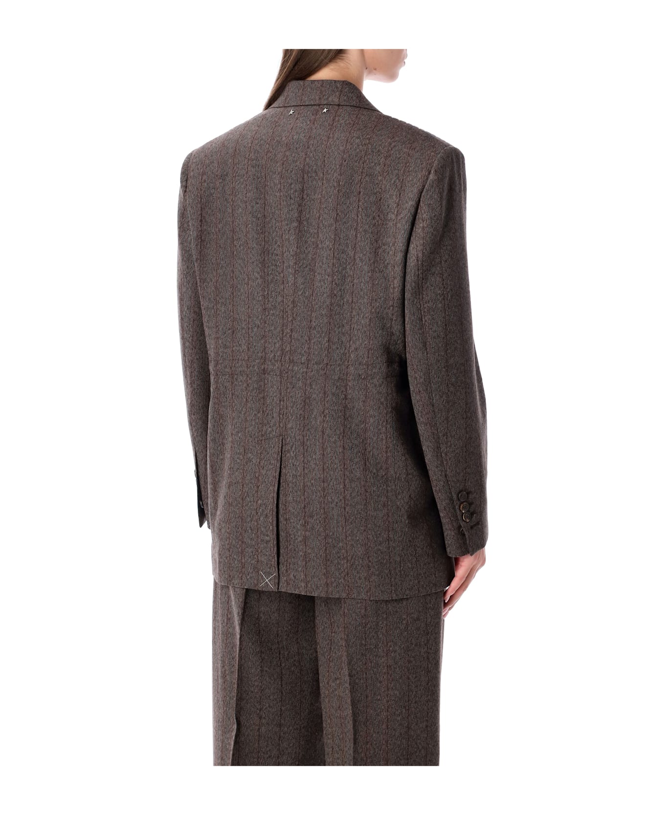 Golden Goose Brown Pinstripe Wool Double-breasted Blazer - COCOA BROWN ブレザー