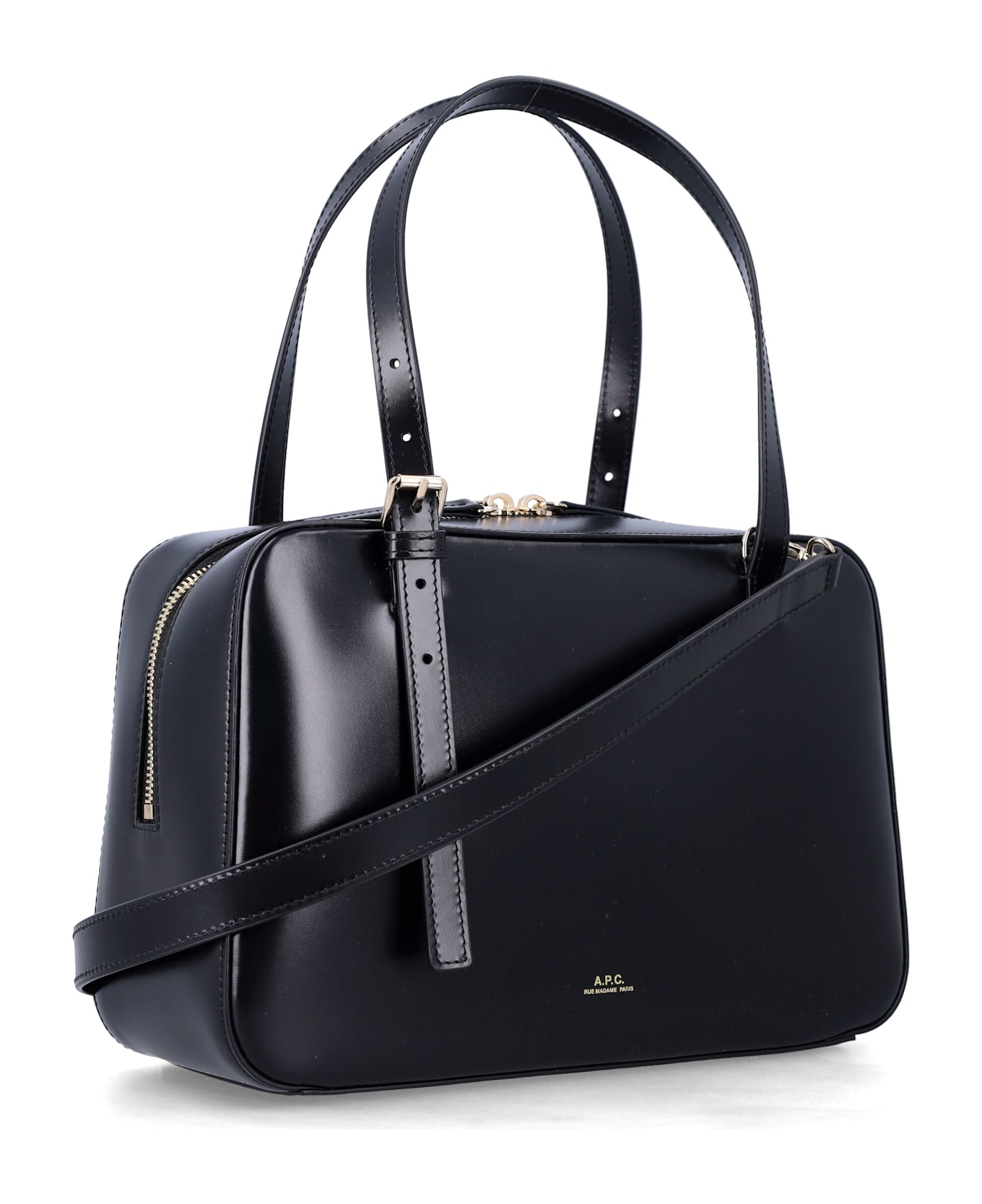 A.P.C. Virginie Leather Box Bag - BLACK