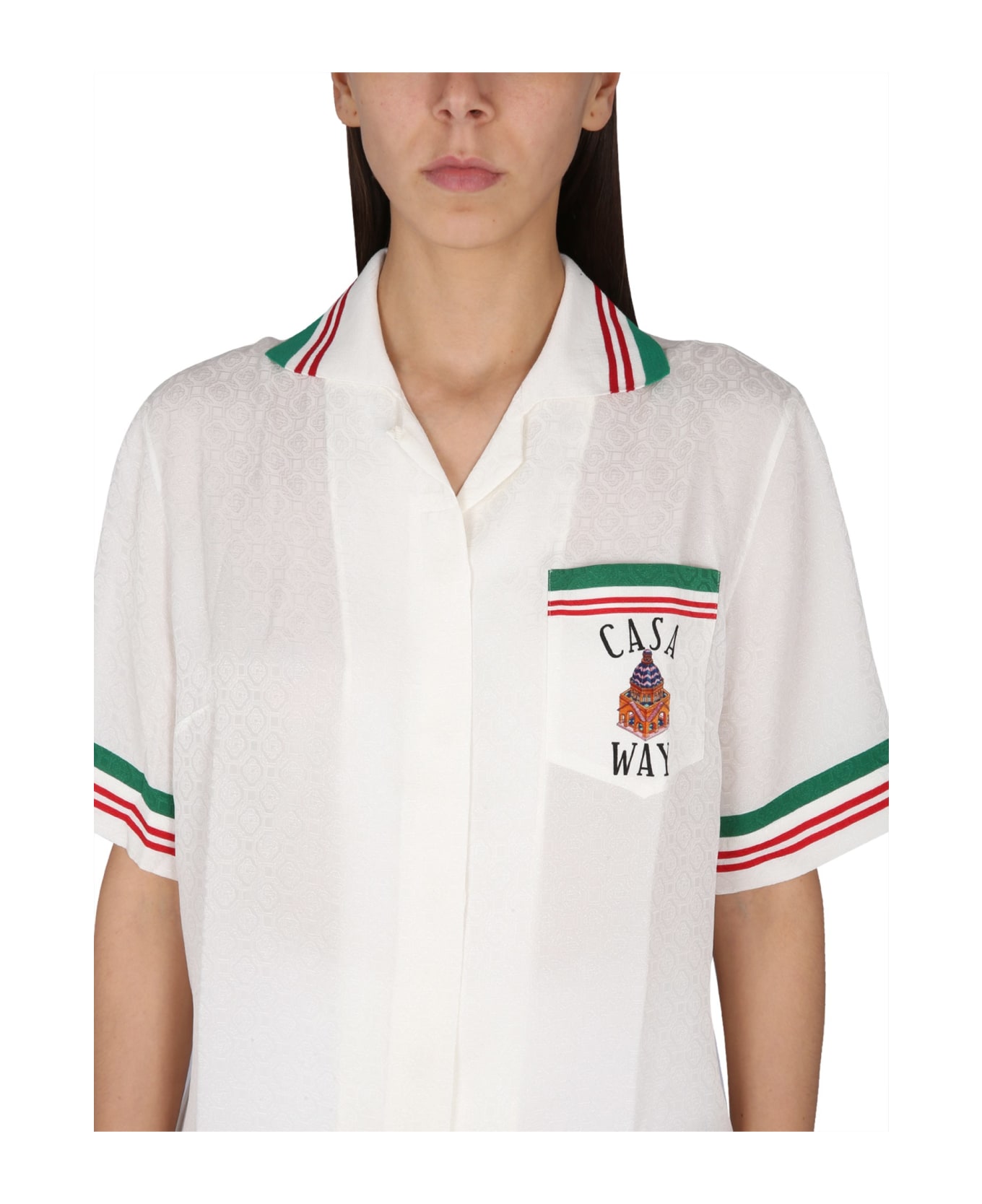 Casablanca Printed Silk Shirt - White