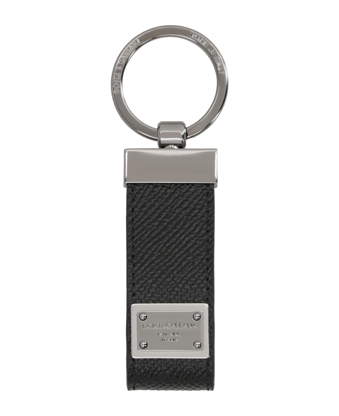Dolce 
Gabbana Leather Keyring With Logo - Black