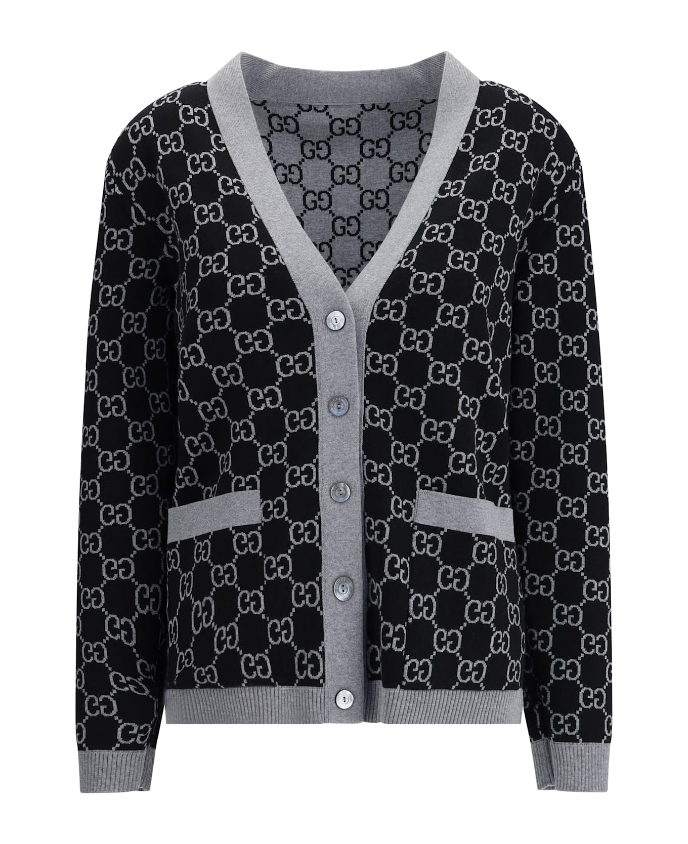 Gucci Gg Supreme Reversible Cardigan - Smoke Grey