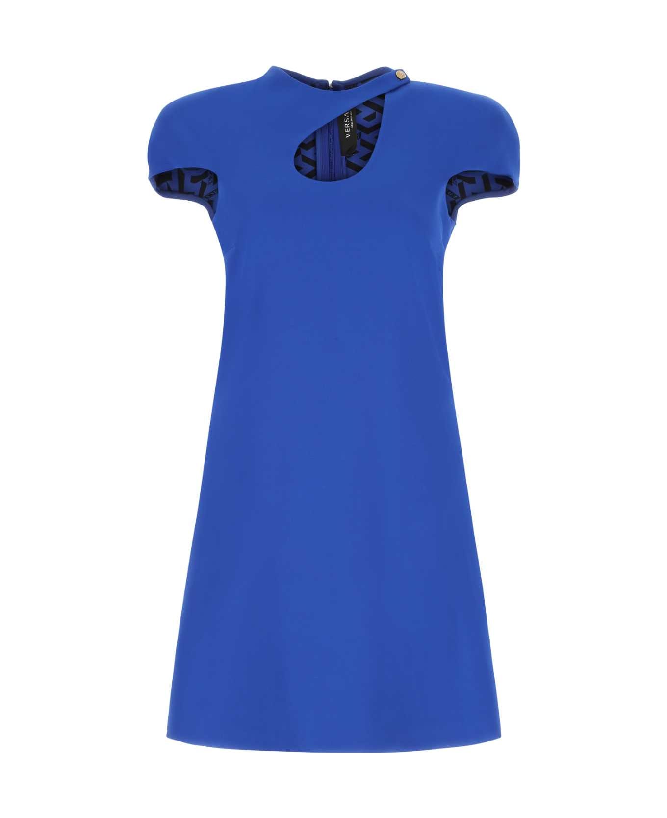 Versace Electric Blue Stretch Crepe Mini Dress - 1UC30