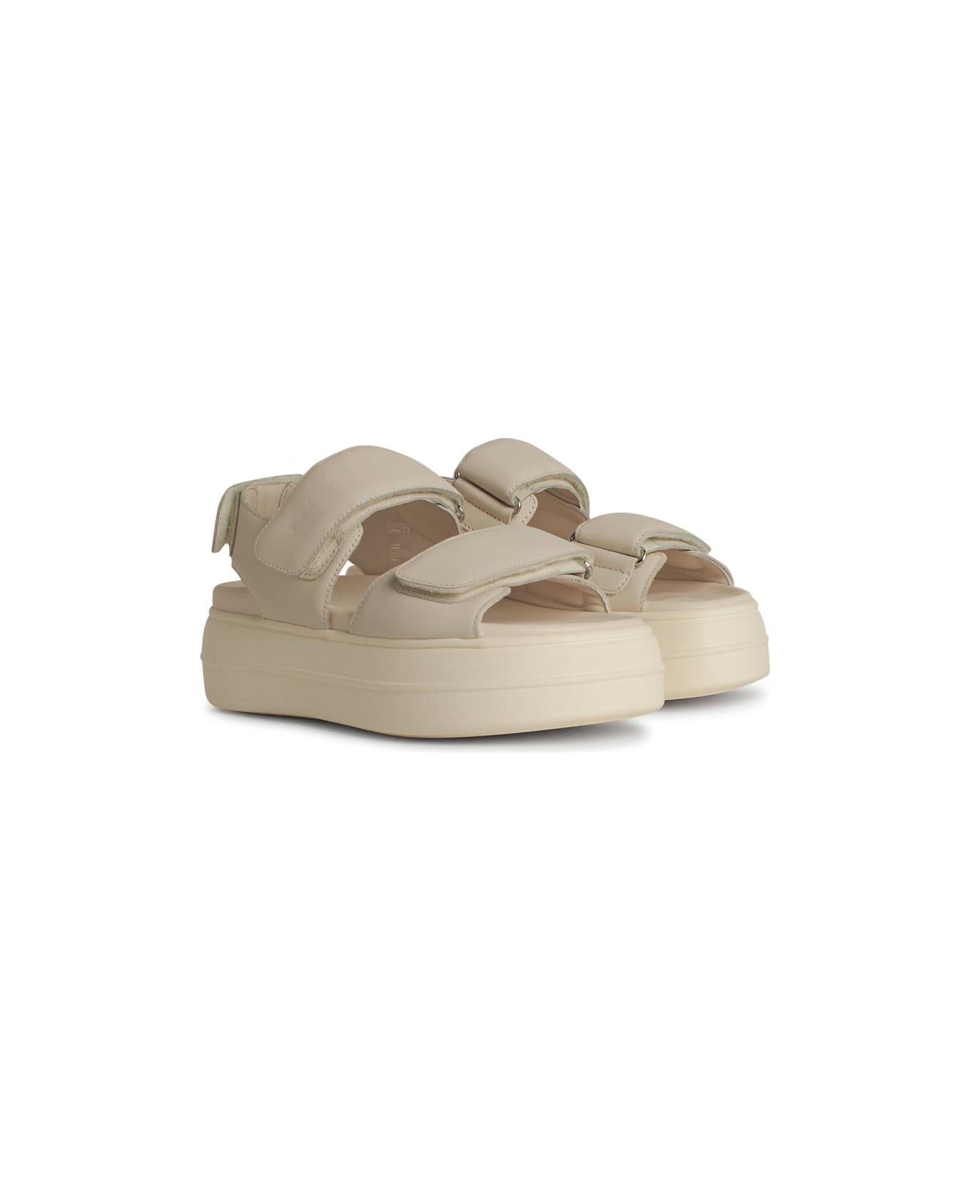 Hogan 
h680
 Black Leather Sandals - Ivory