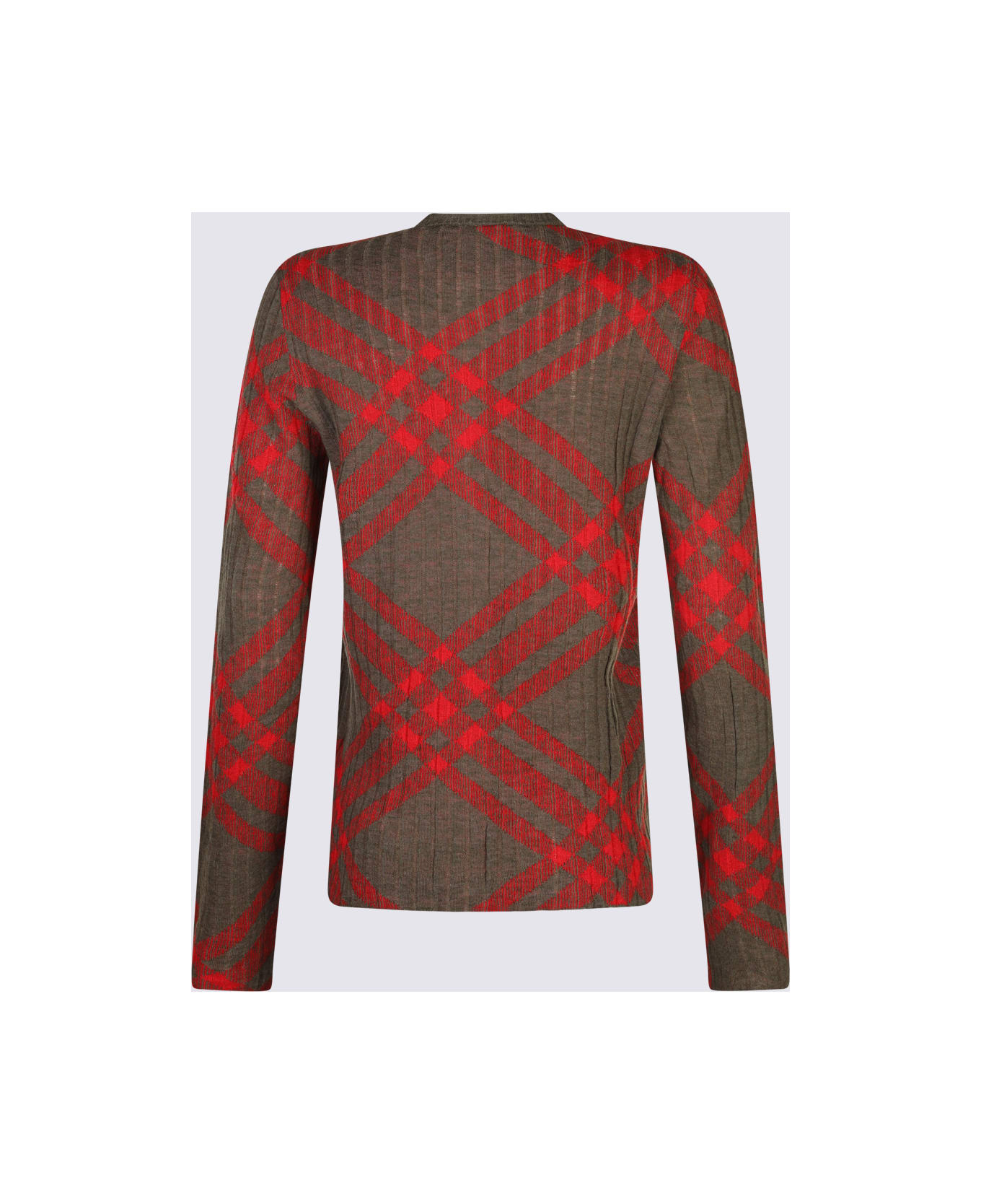 Burberry Brown And Red Knitwear - Red