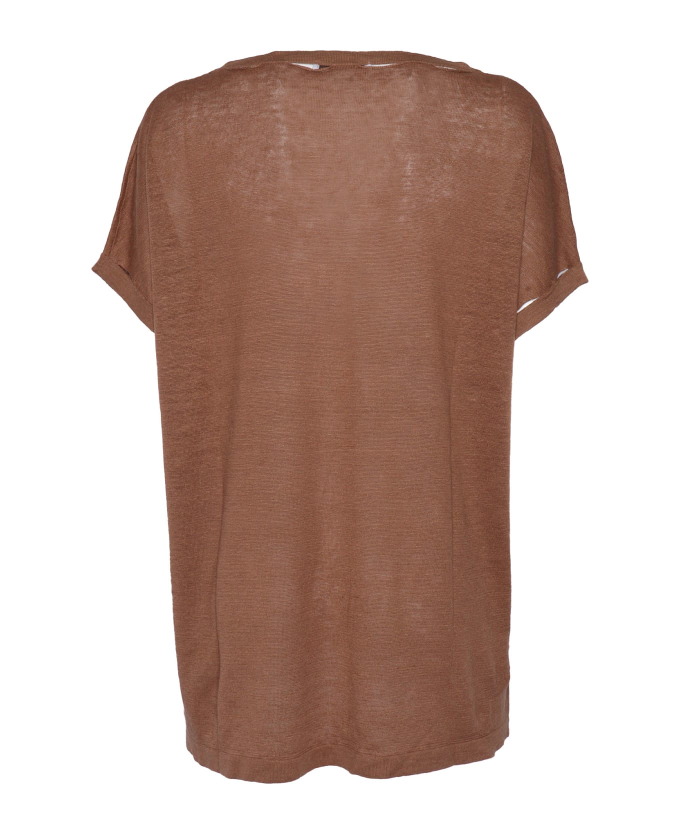 Kangra Brown Short Sleeved Sweater - BROWN ニットウェア