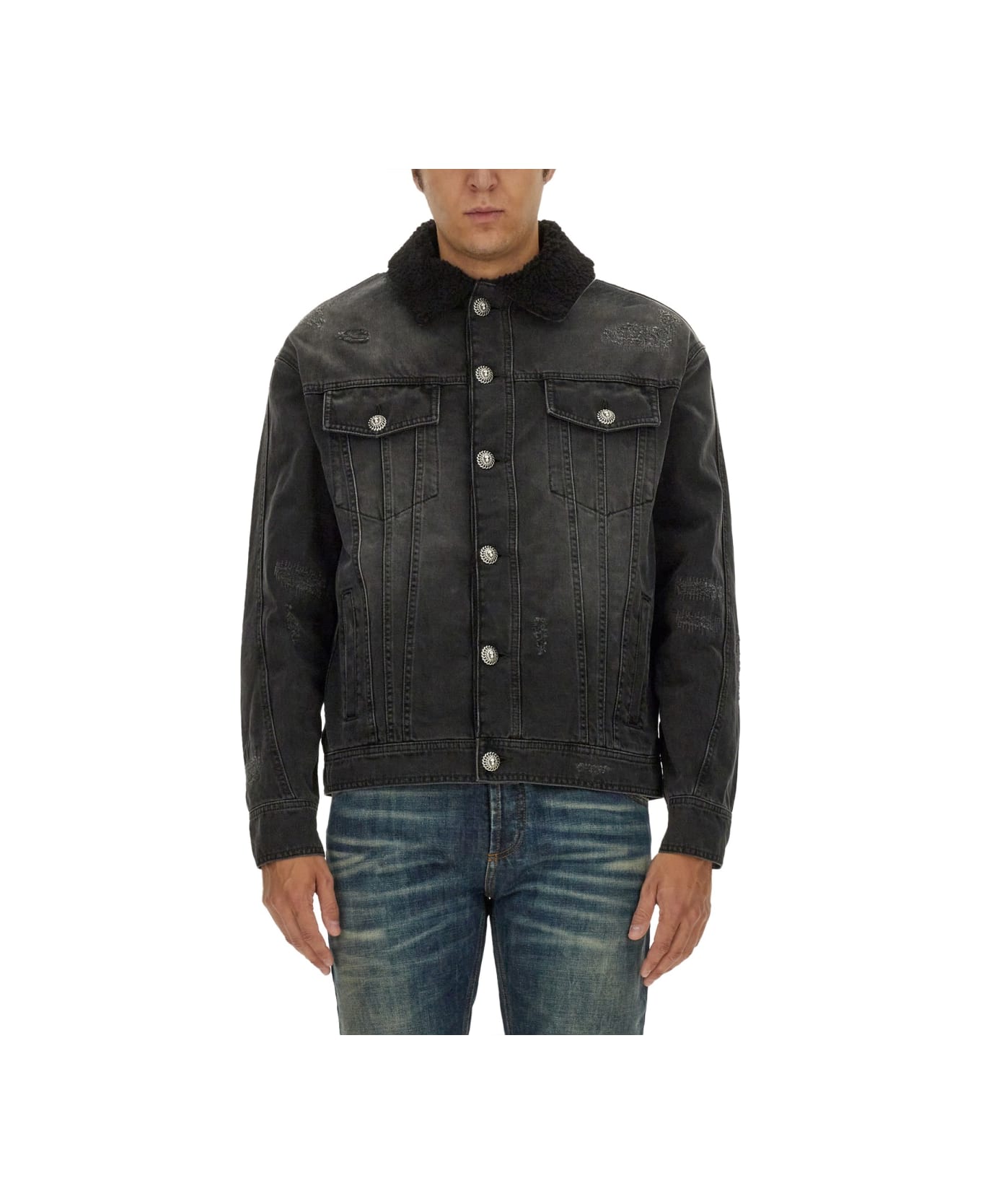 Balmain Destroyed Jacket - BLACK