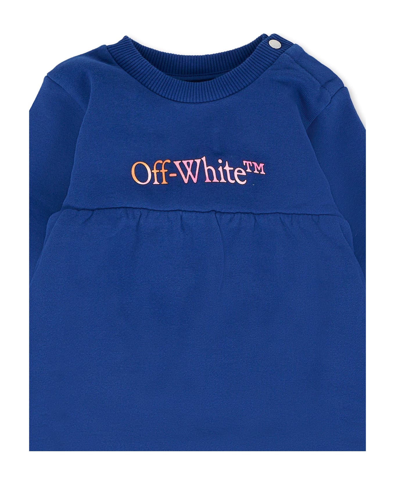 Off-White Blue Dress For Baby Girl With Logo - Blue