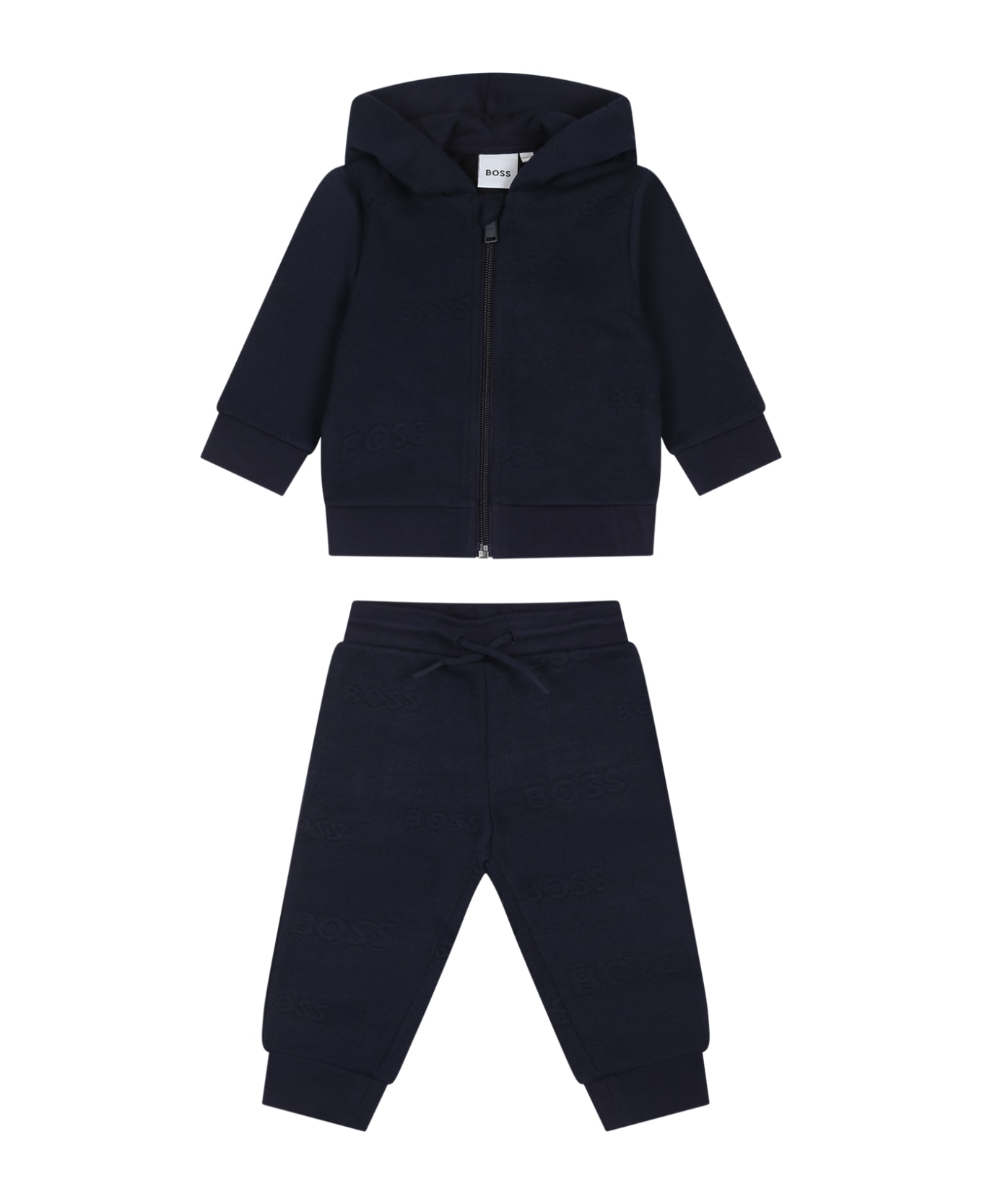 Hugo Boss Green Suit For Baby Boy With Logo - Blue ボトムス