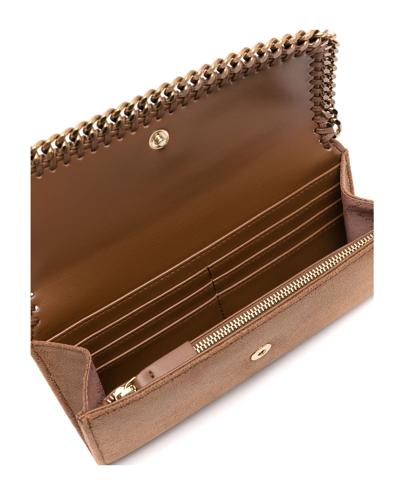 Stella McCartney Pecan Brown And Gold Continental Falabella Wallet - Brown
