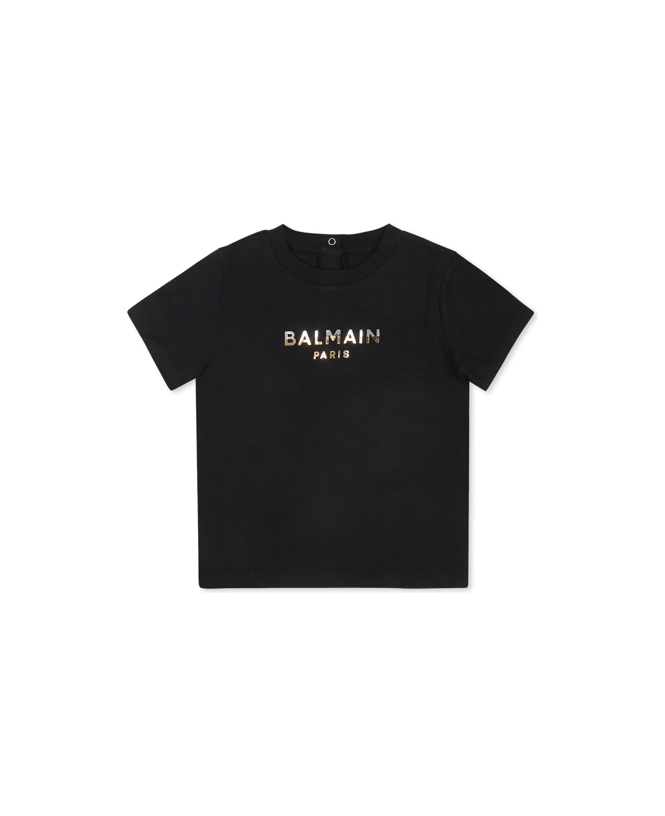 Balmain Black T-shirt For Babykids With Logo - Black