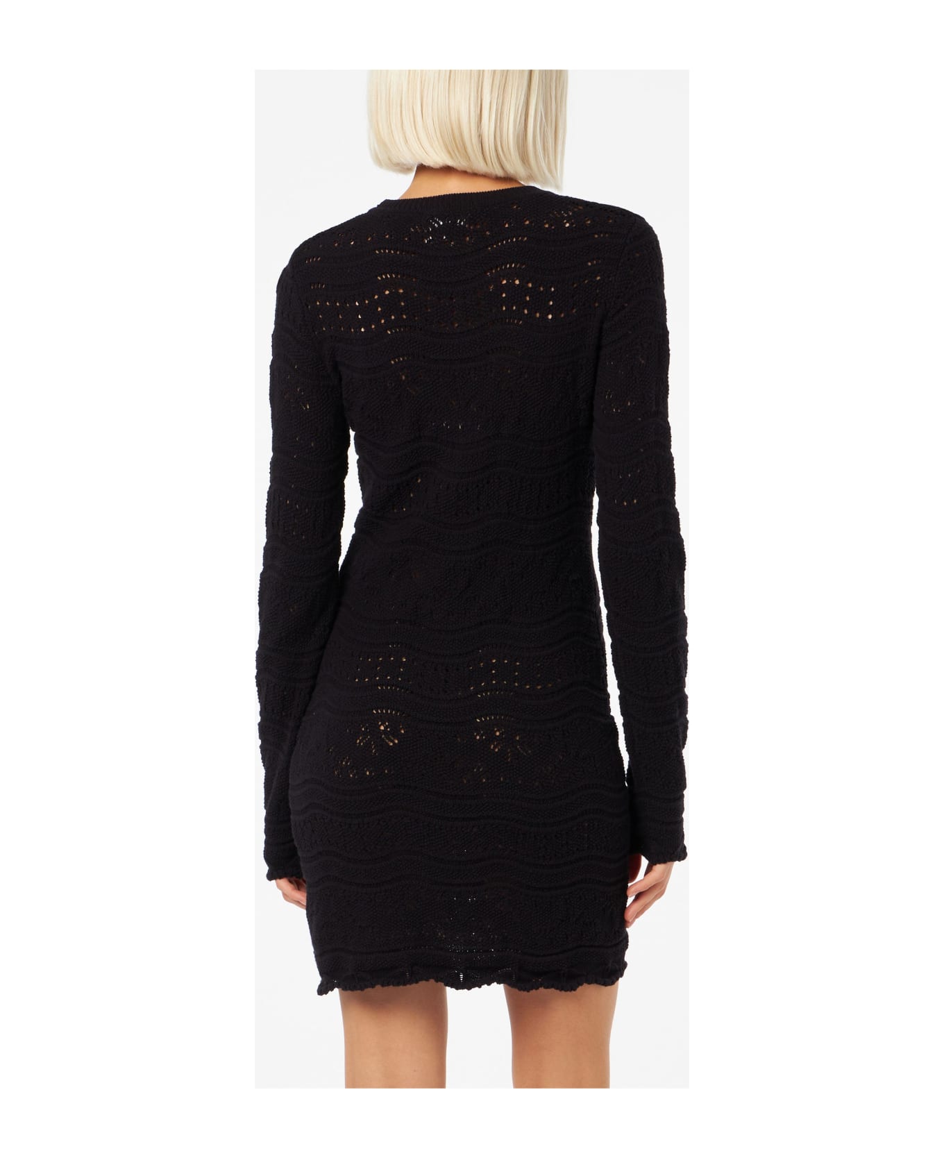 MC2 Saint Barth Cotton Knit Mini Dress Imany - BLACK