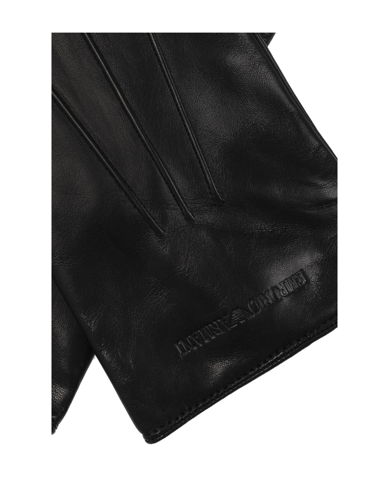 Emporio Armani Leather Gloves - Black