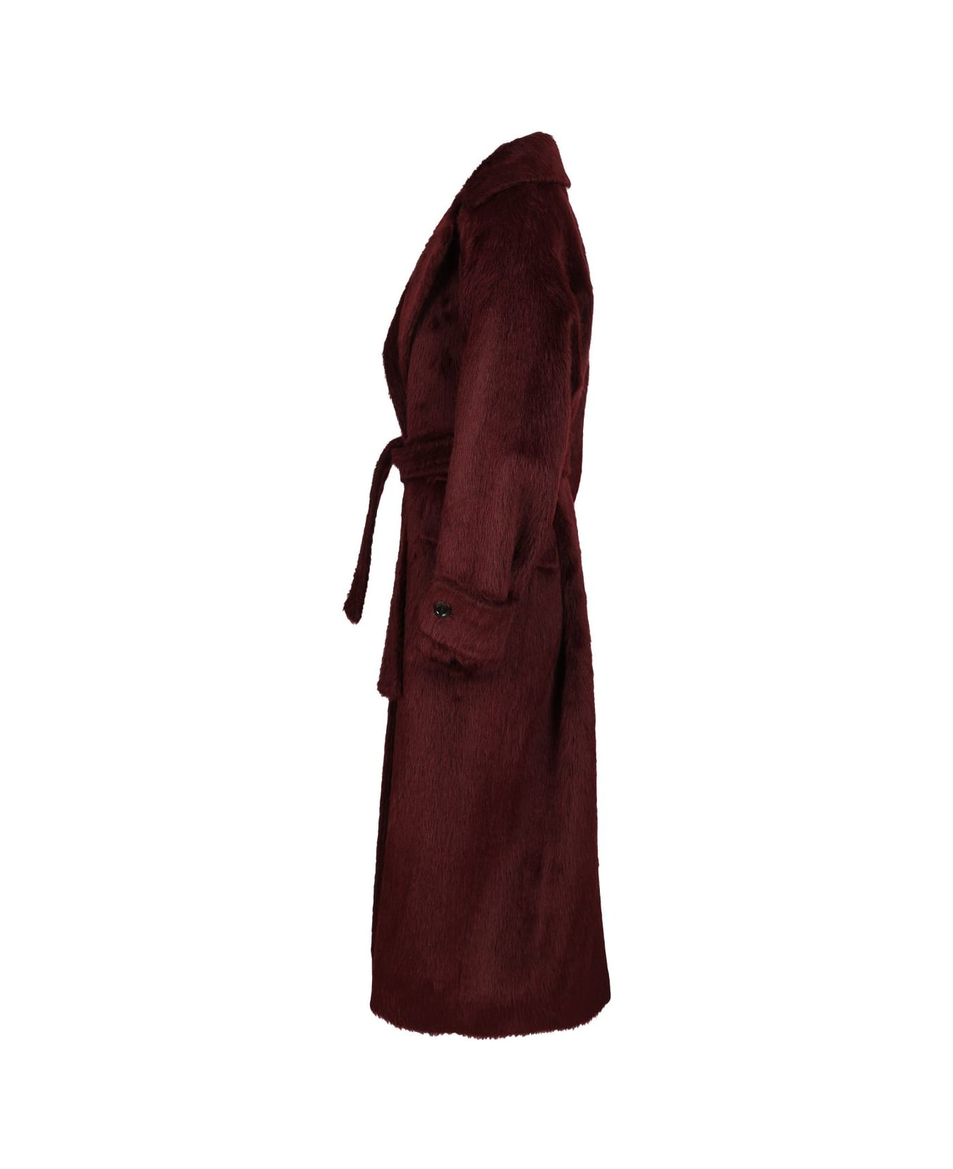 Max Mara Long Coat In Alpaca And Wool - RED