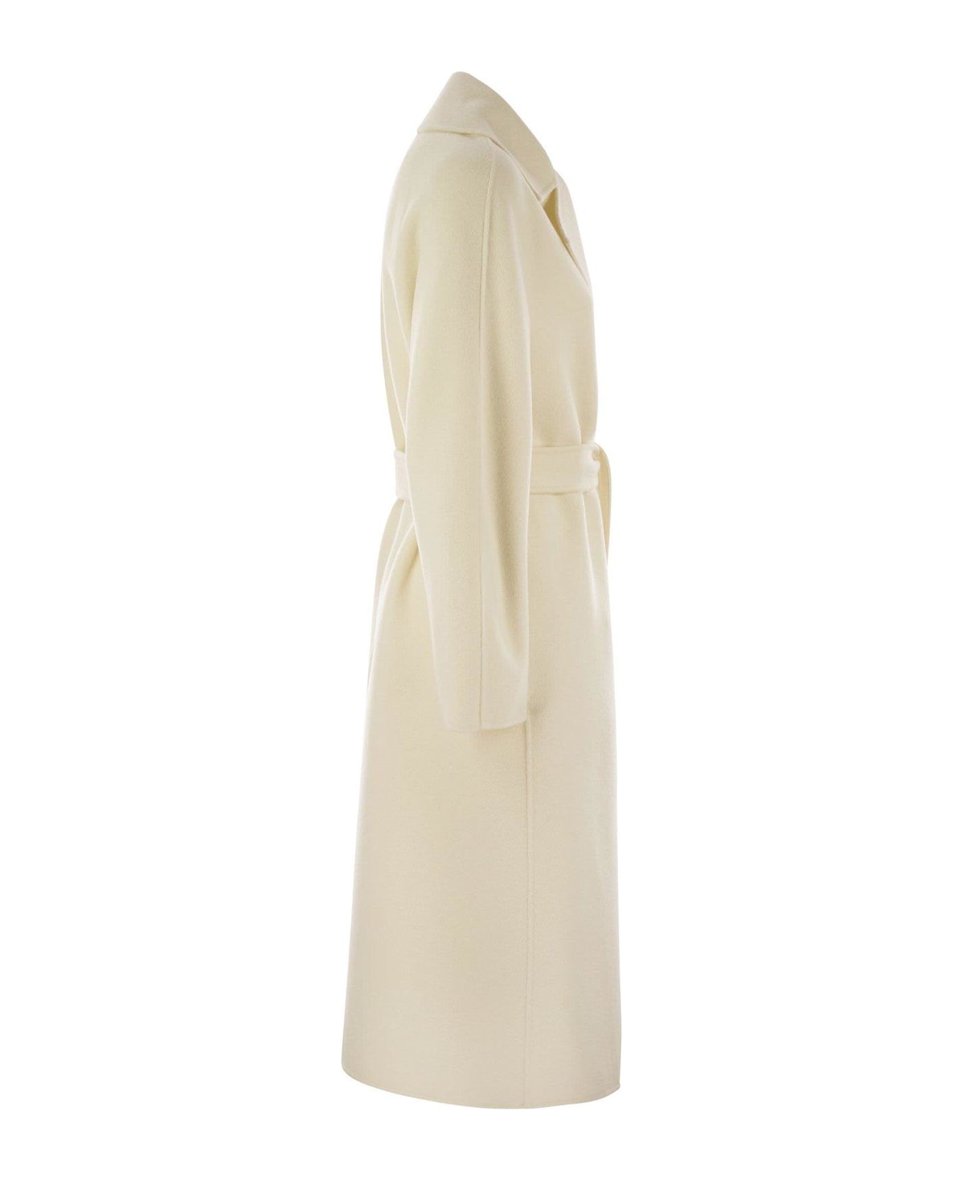 Max Mara Studio Cles Belted Long-sleeved Coat - White