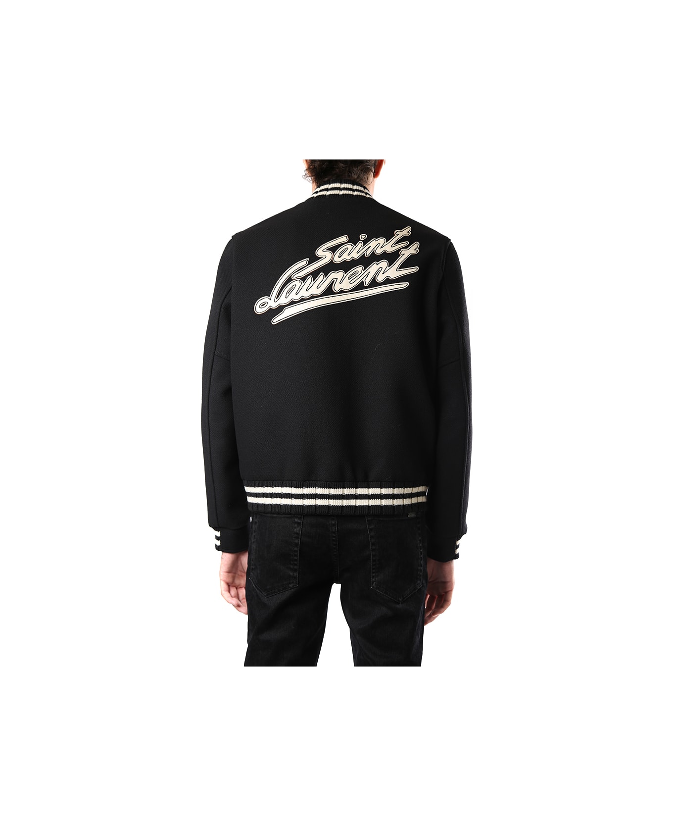 Saint Laurent Teddy Jacket In Wool - BLACK