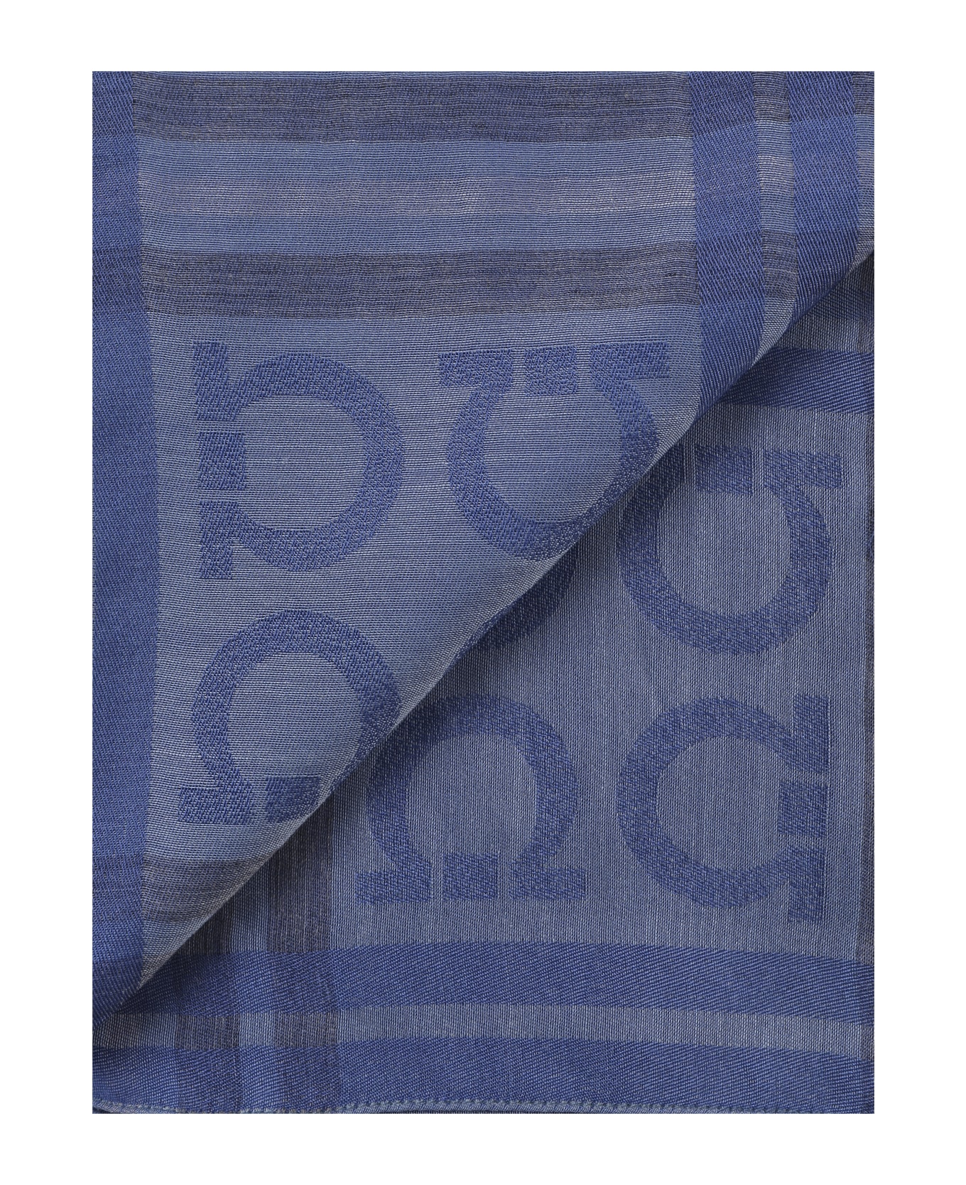Ferragamo Wool Scarf With Hooks - Blu スカーフ