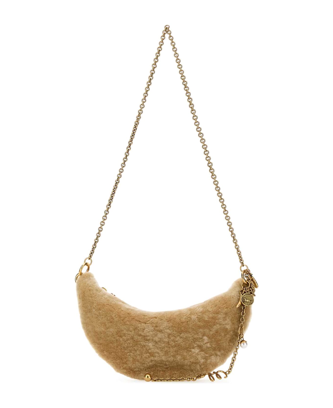 Chloé Beige Shearling Mini Halfmoon Shoulder Bag - SUMMERYBEIGE トートバッグ
