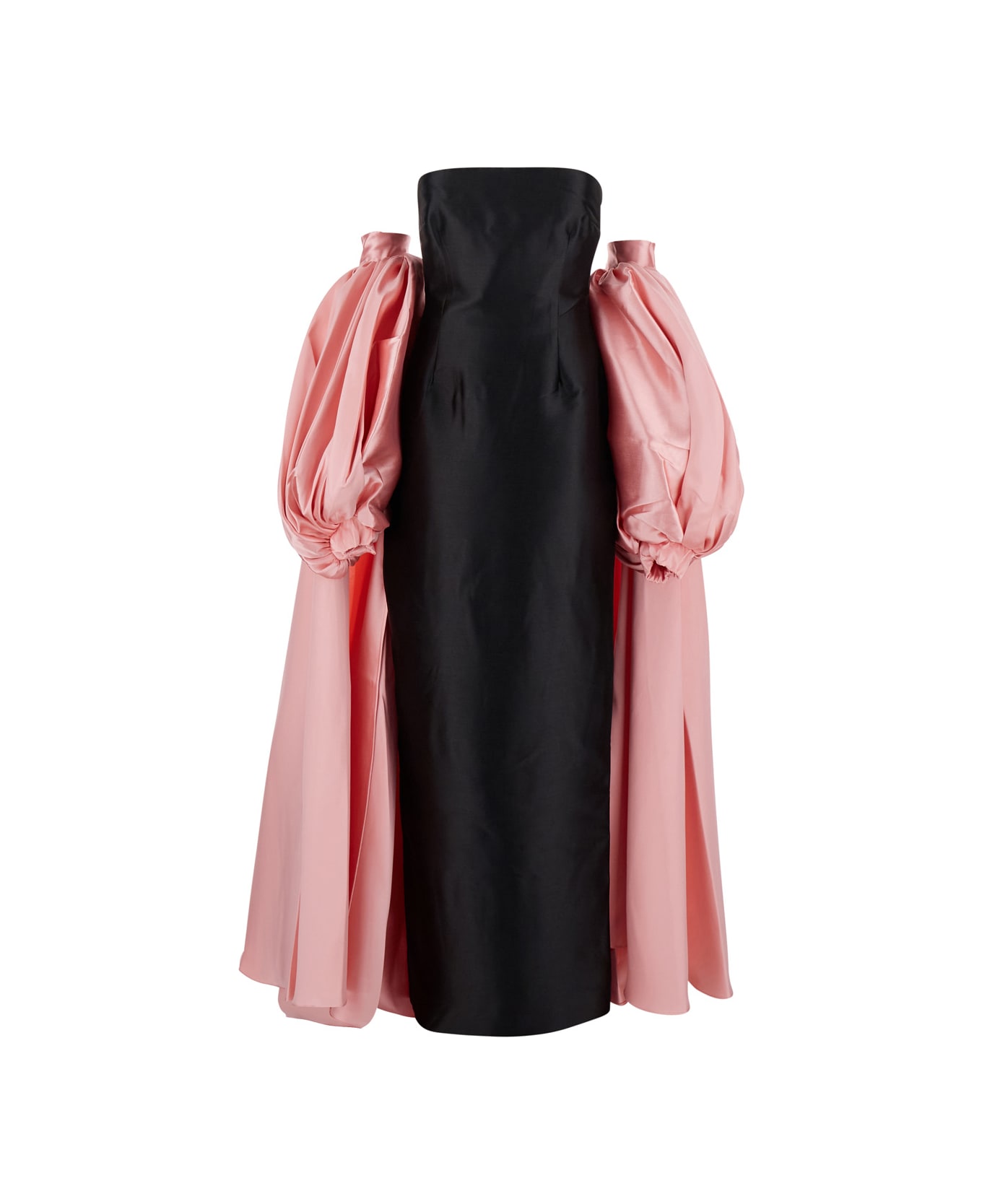 Solace London 
lea
 Black Long Dress With Rear Cape Insert And Train In Tech Fabric Stretch Woman - Black