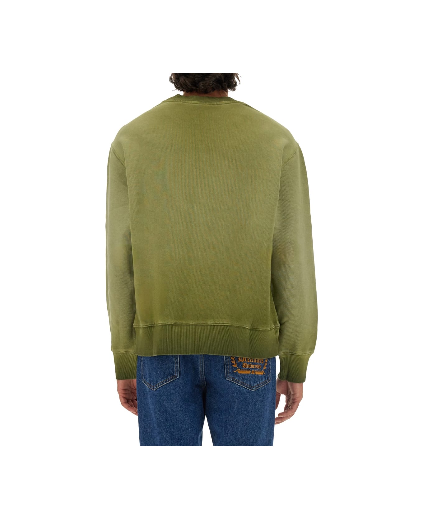 MSGM Washed Out Jersey Sweatshirt - GREEN