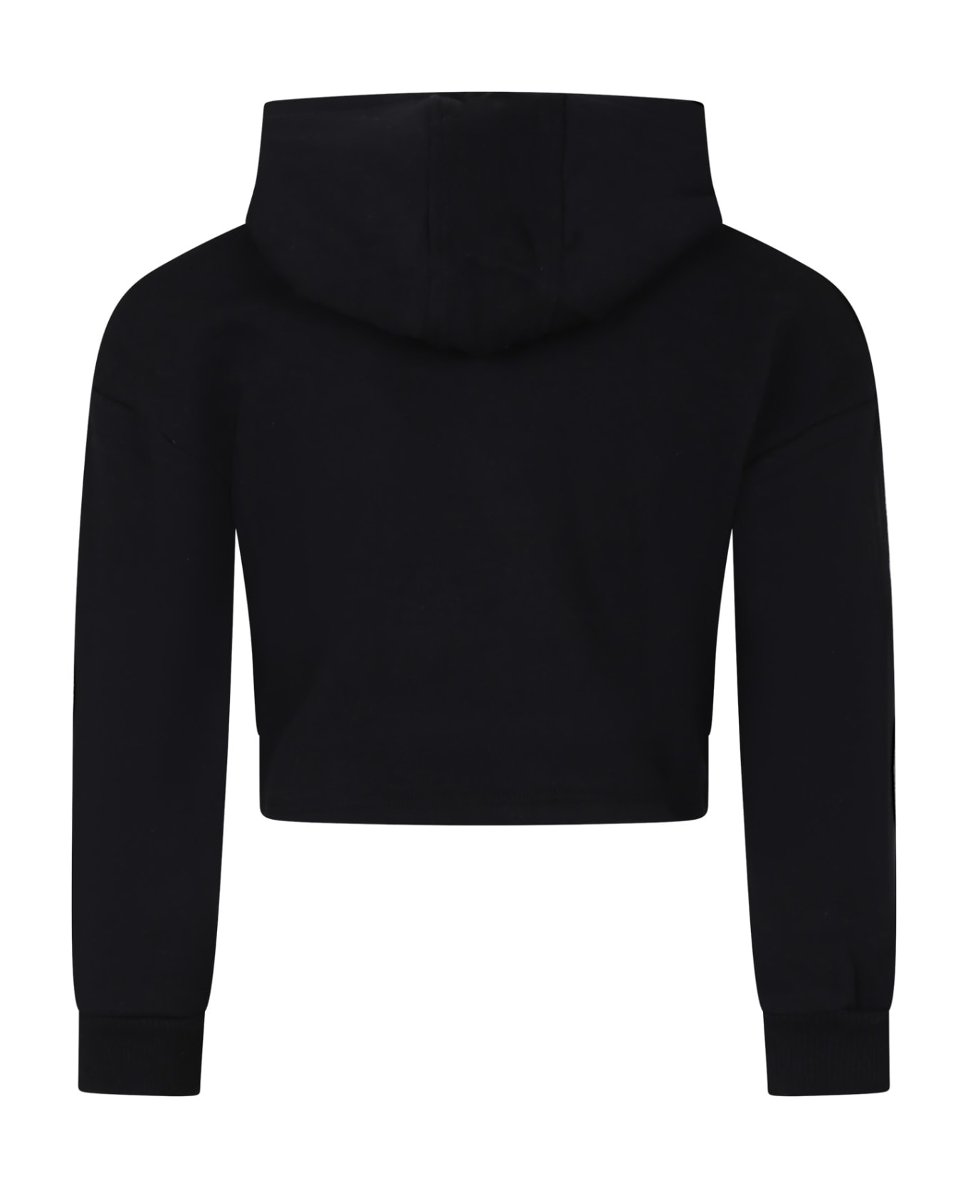 Rykiel Enfant Black Sweatshirt For Girl With Rhinestone Logo - Black ニットウェア＆スウェットシャツ