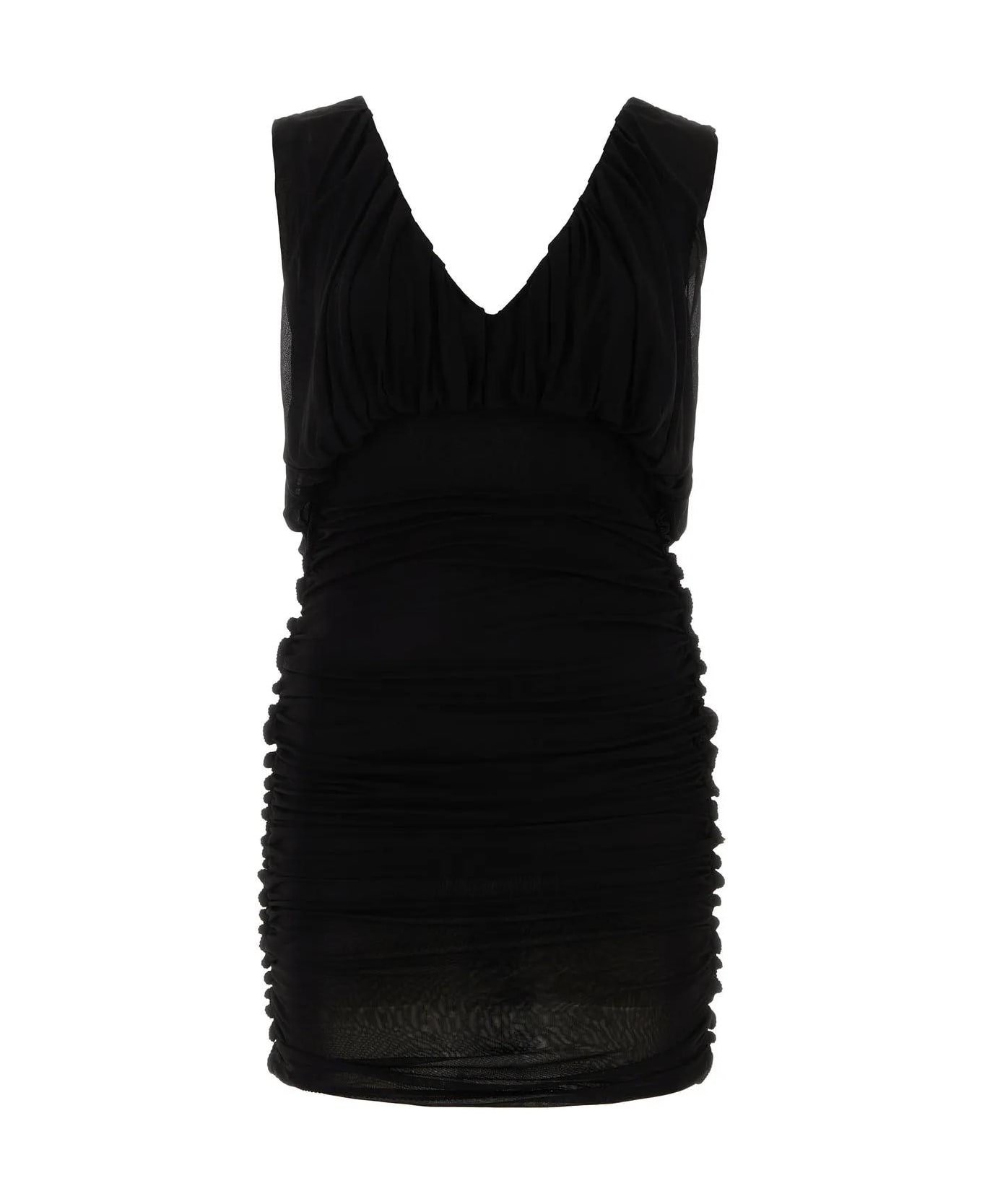 Saint Laurent Draped Sleeveless Dress - Black