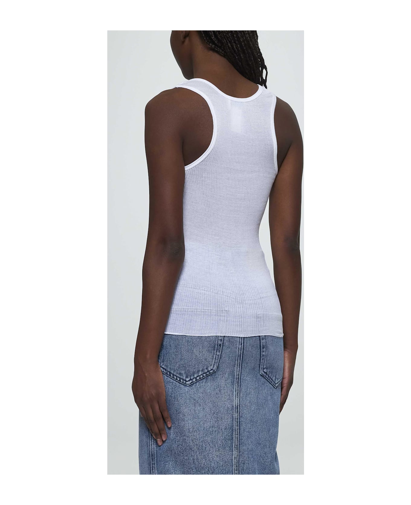 Marant Étoile White Ribbed Jersey Louisali Top - White