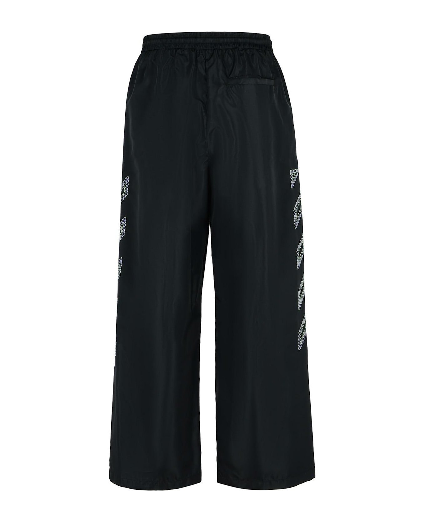 Off-White Logo Detailed Wide Leg Pants - BLACK-PARA
