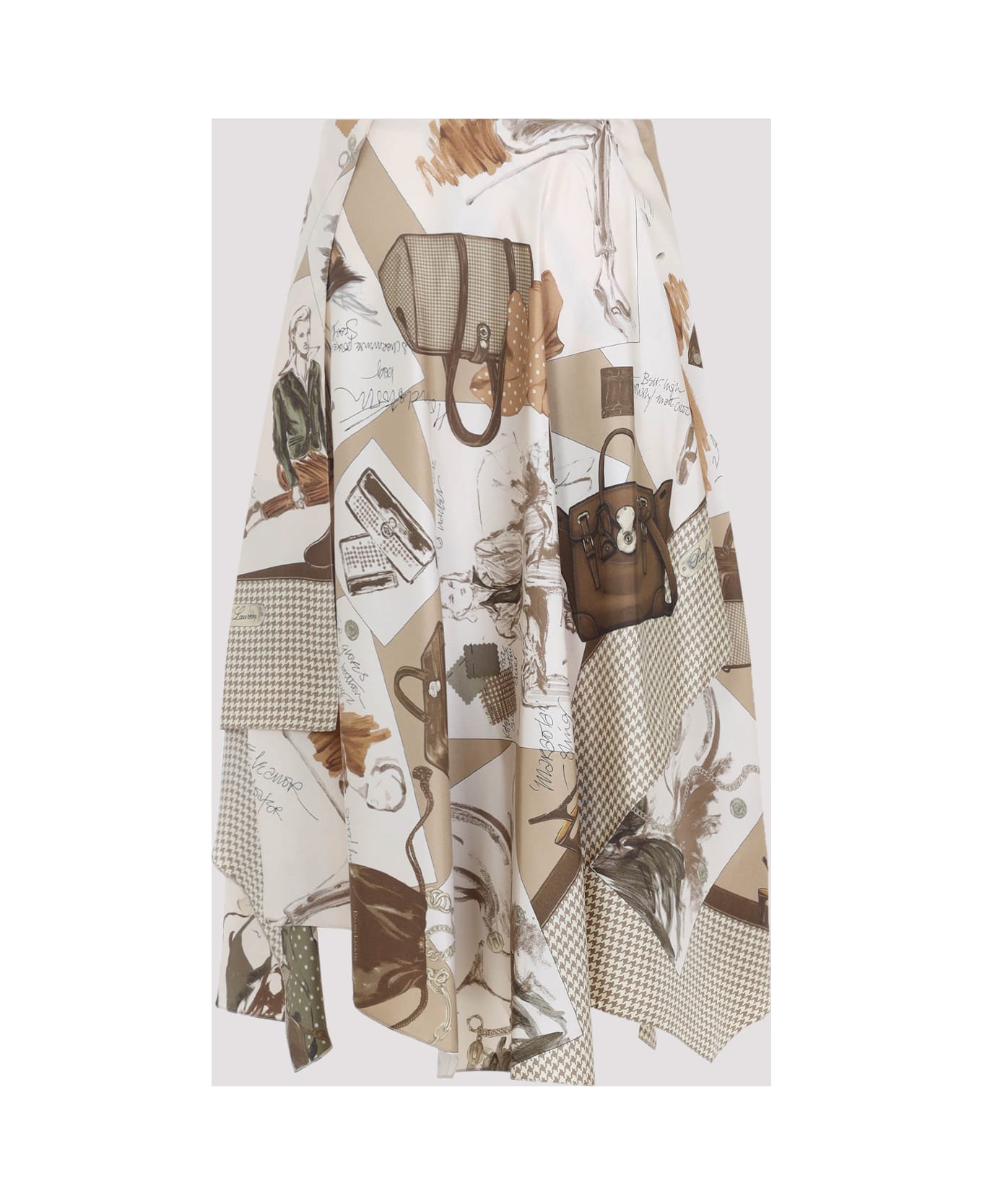 Ralph Lauren Glenn Knee Midi Skirt - Tan Multi