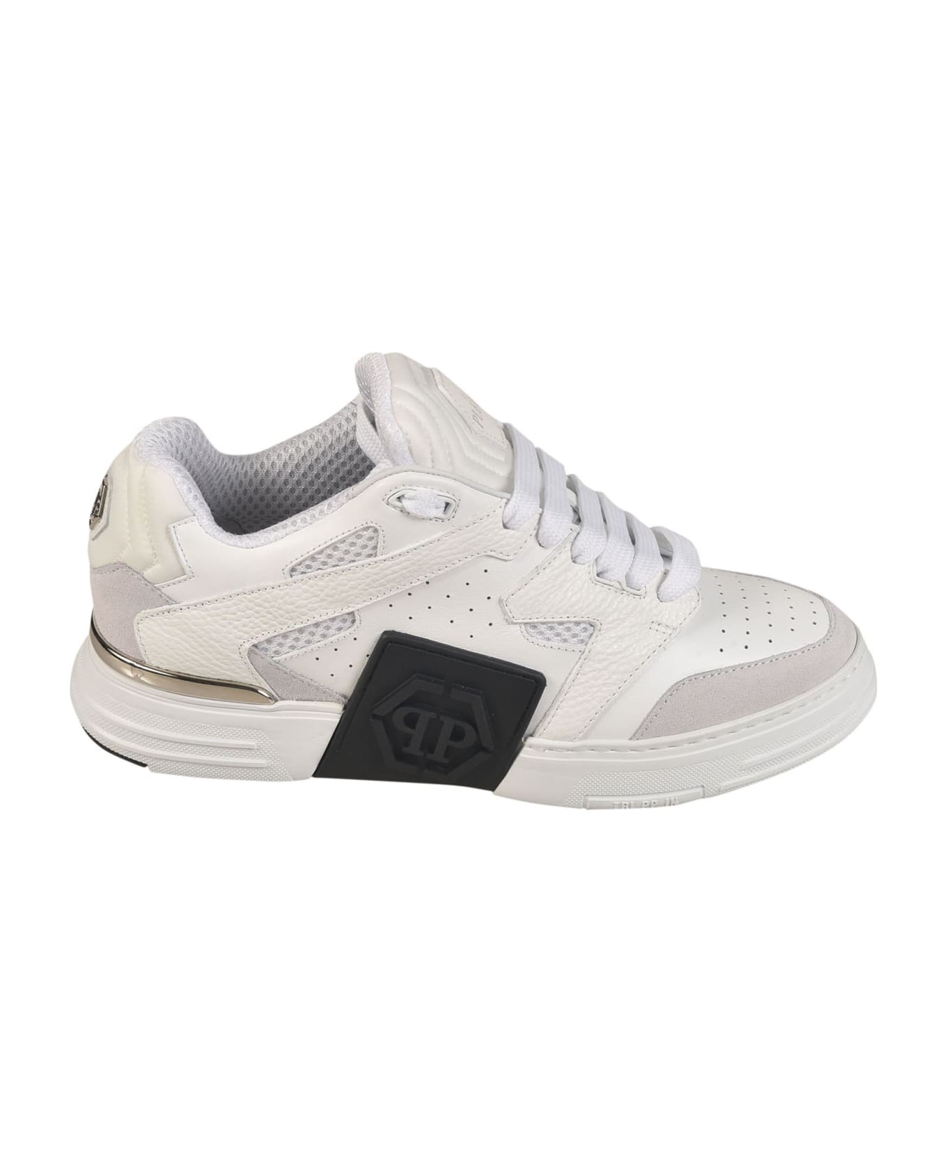 Philipp Plein Mix Leather Sneakers - White