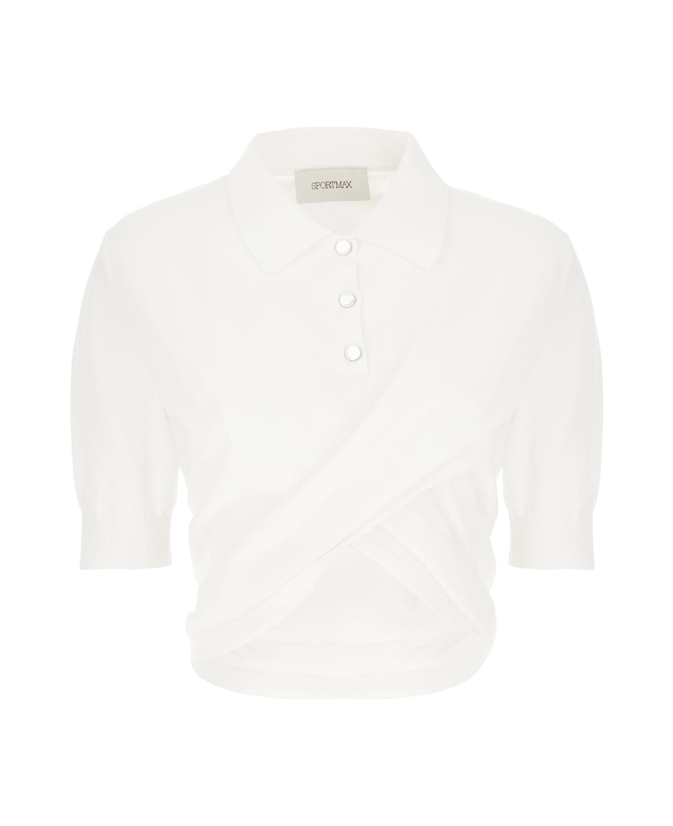 SportMax White Cotton Polo Shirt - Bianco